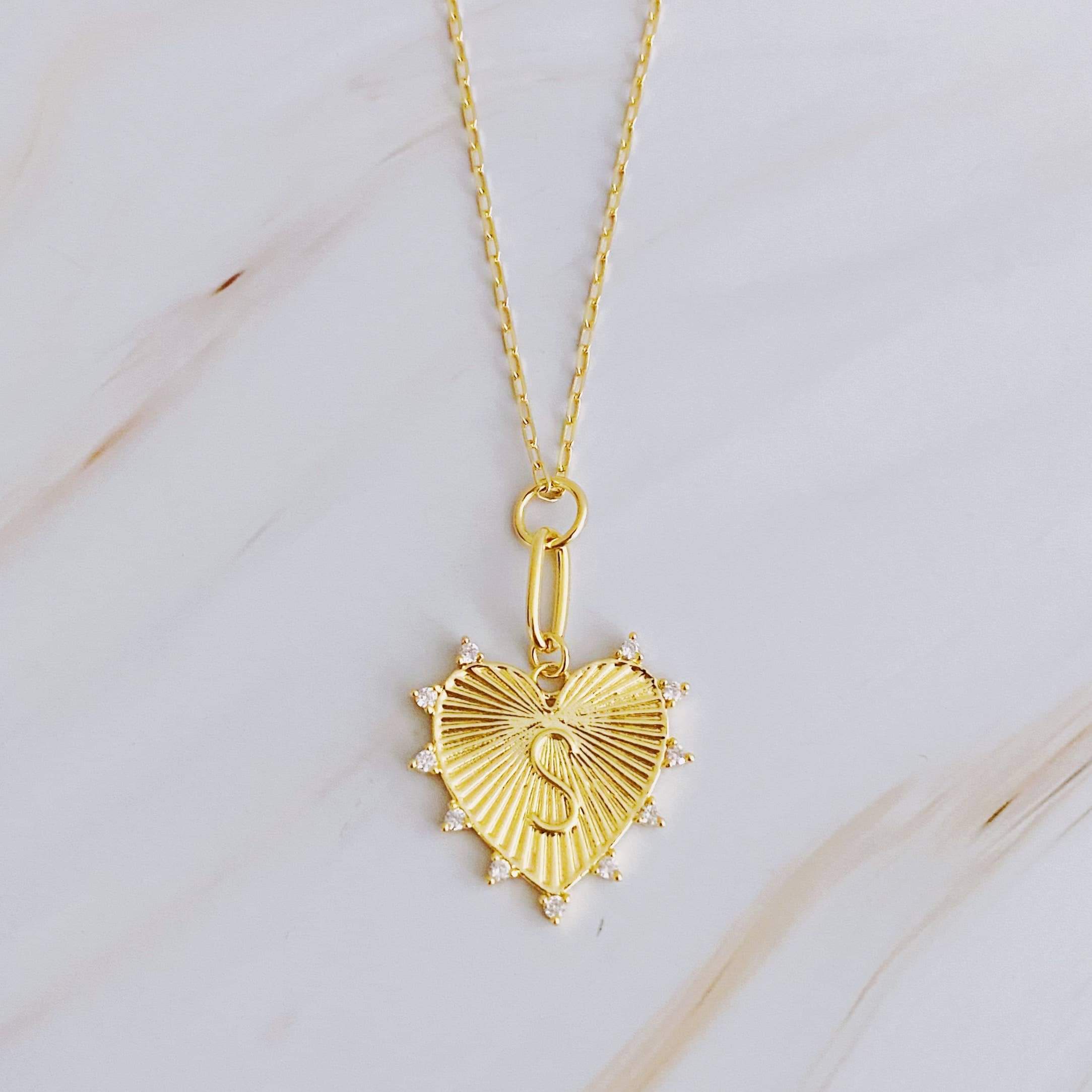 Gold Initial Heart Necklace