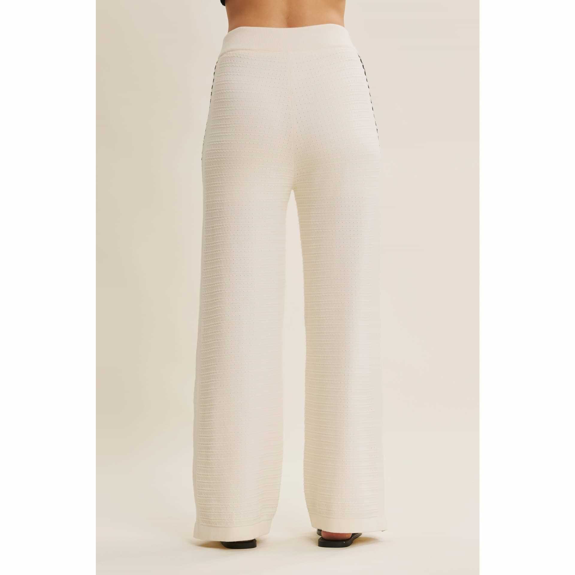 Ivory Coastal Textured Wide-Leg Knit Pants