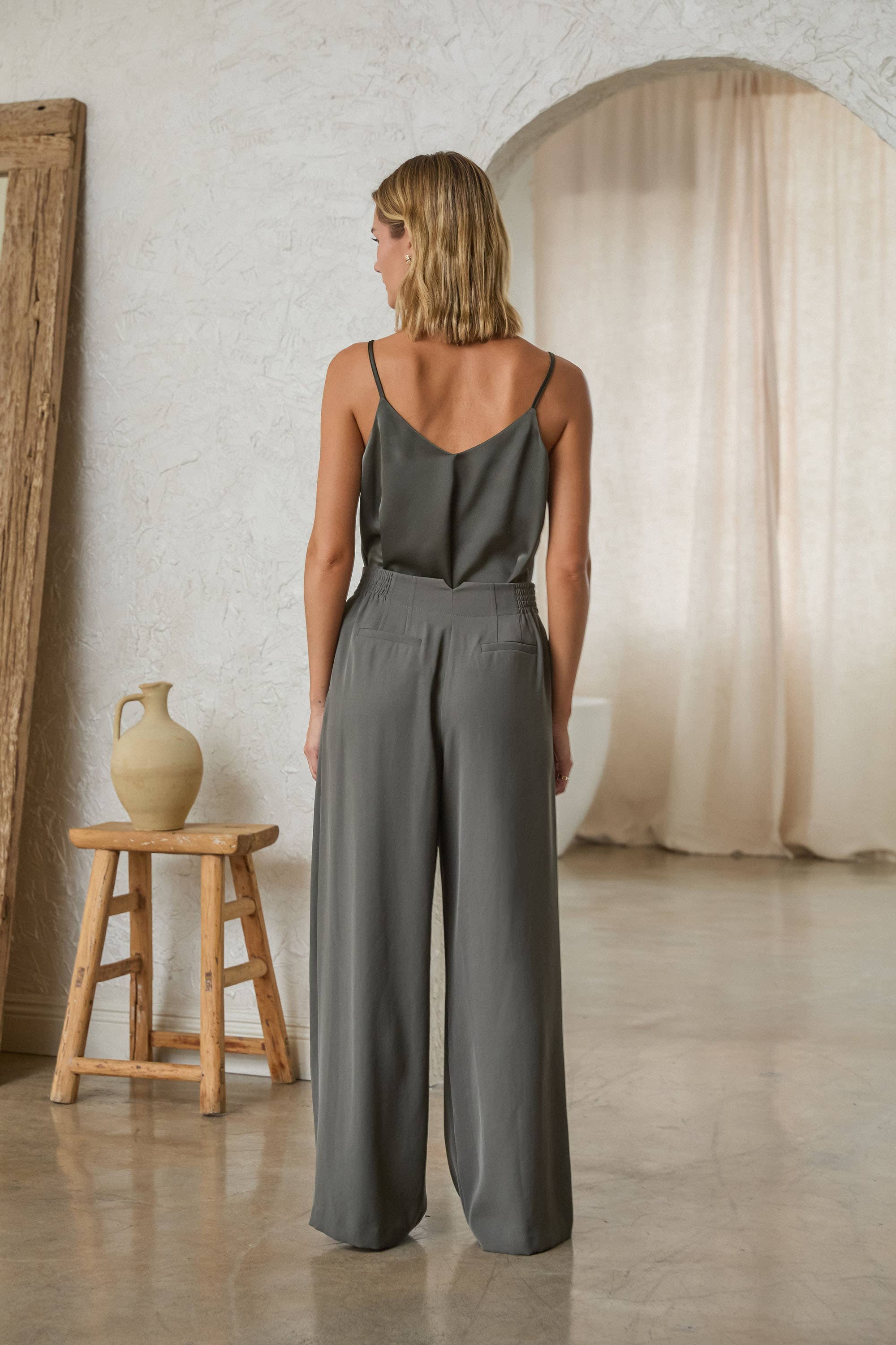 Two-Way Sleeveless Camisole: Dark Olive / XS