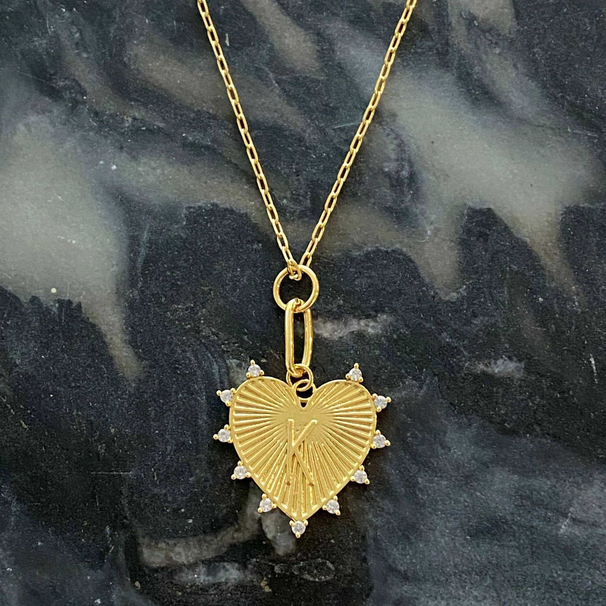 Gold Initial Heart Necklace