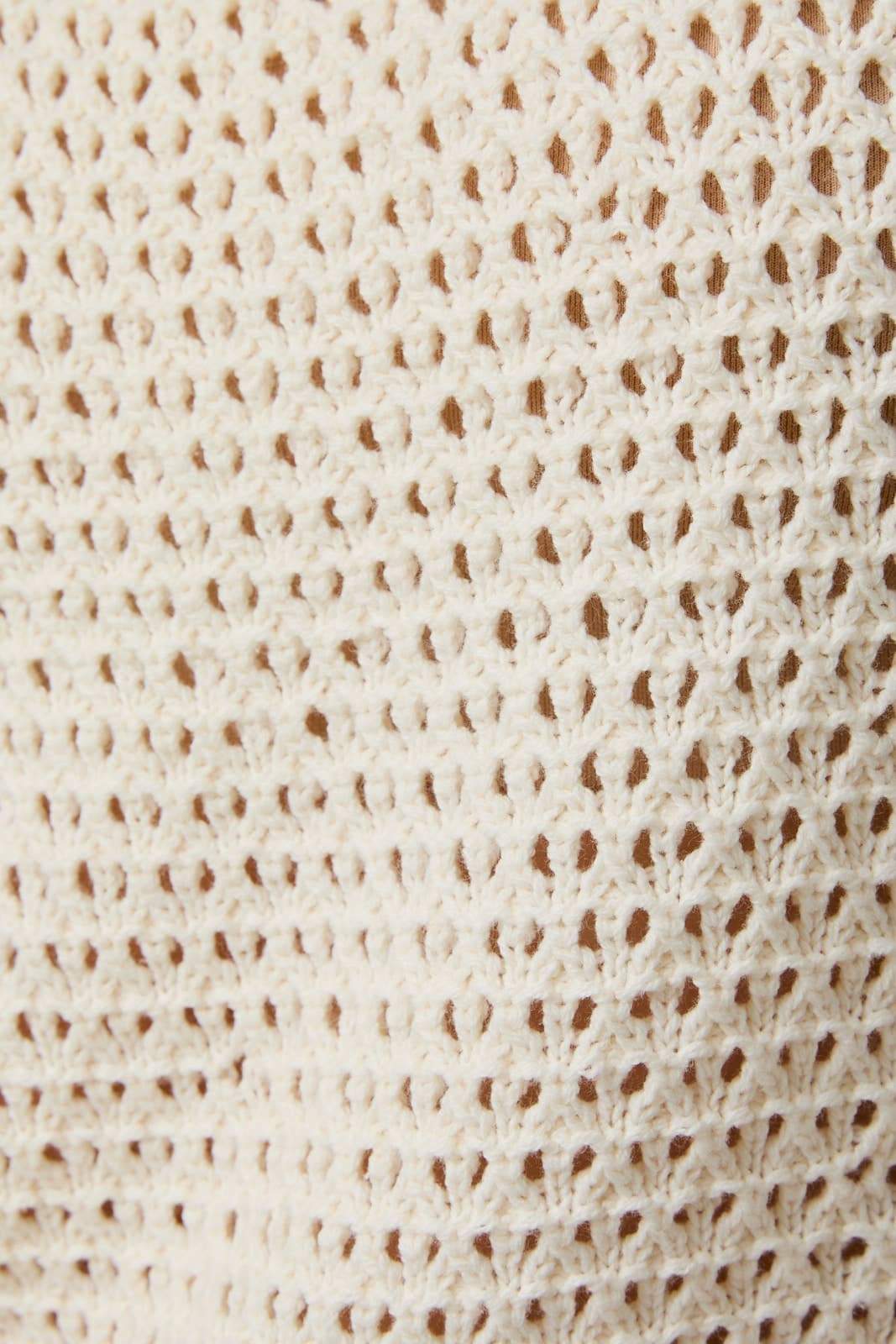 SLEEVELESS U-NECK OPEN KNIT CROCHET TANK: White / L