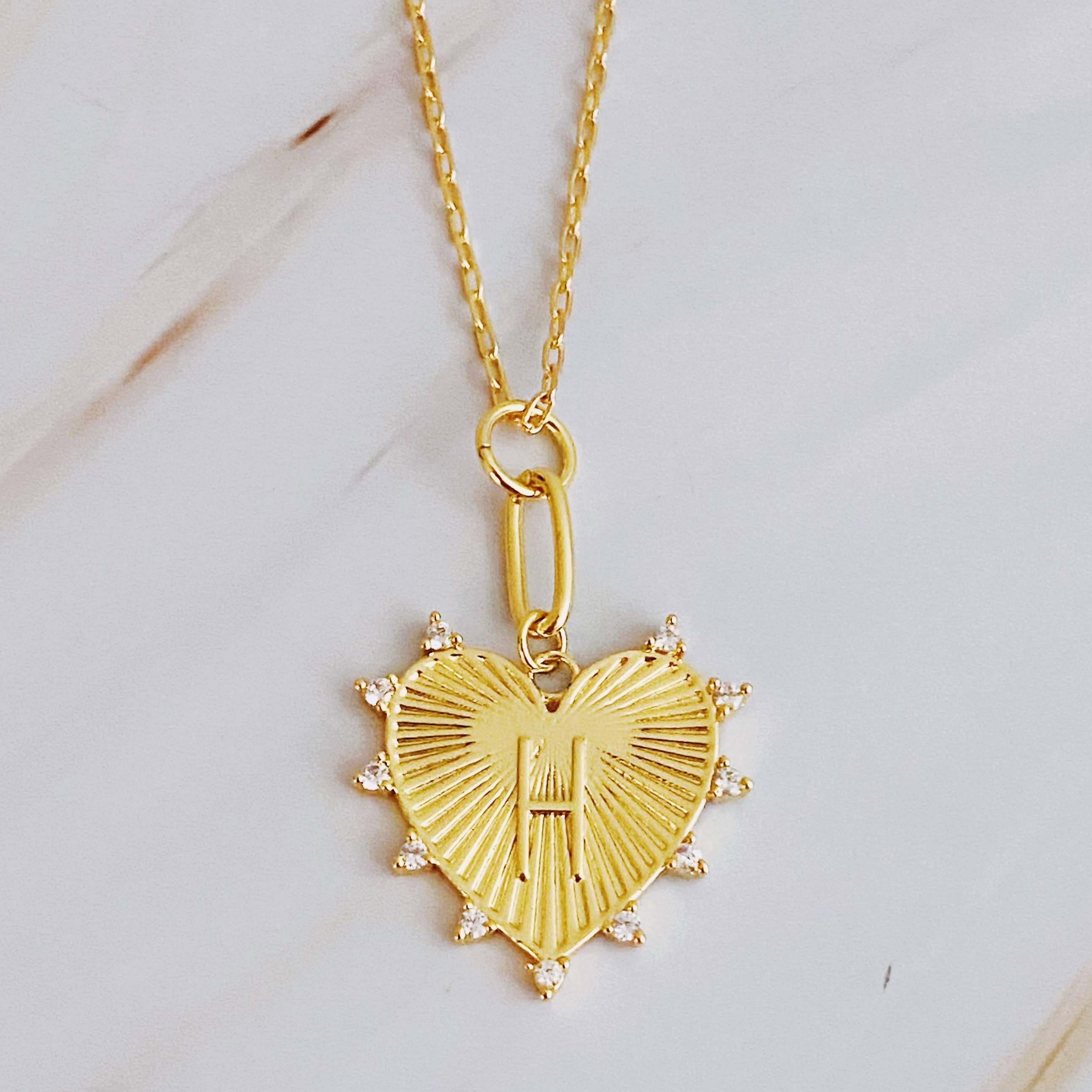 Gold Initial Heart Necklace