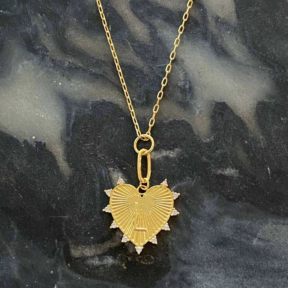 Gold Initial Heart Necklace