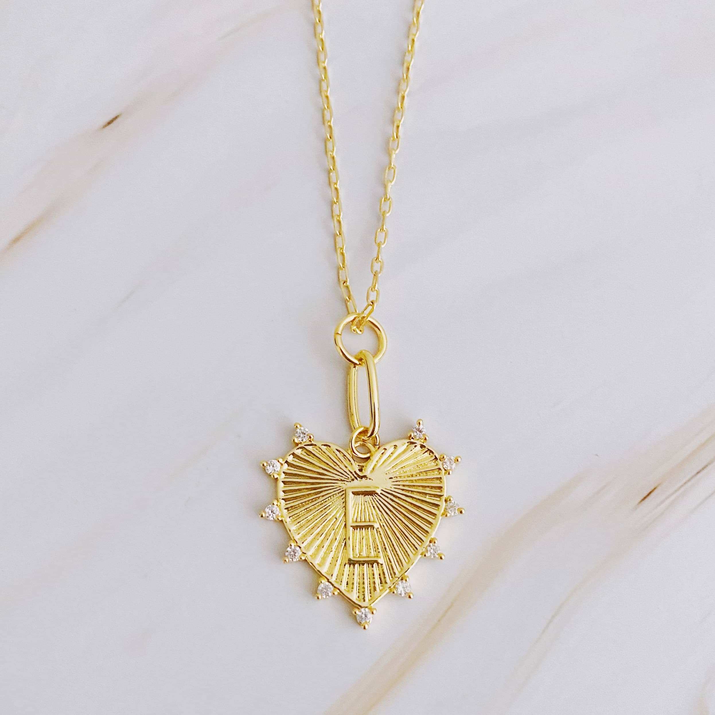 Gold Initial Heart Necklace