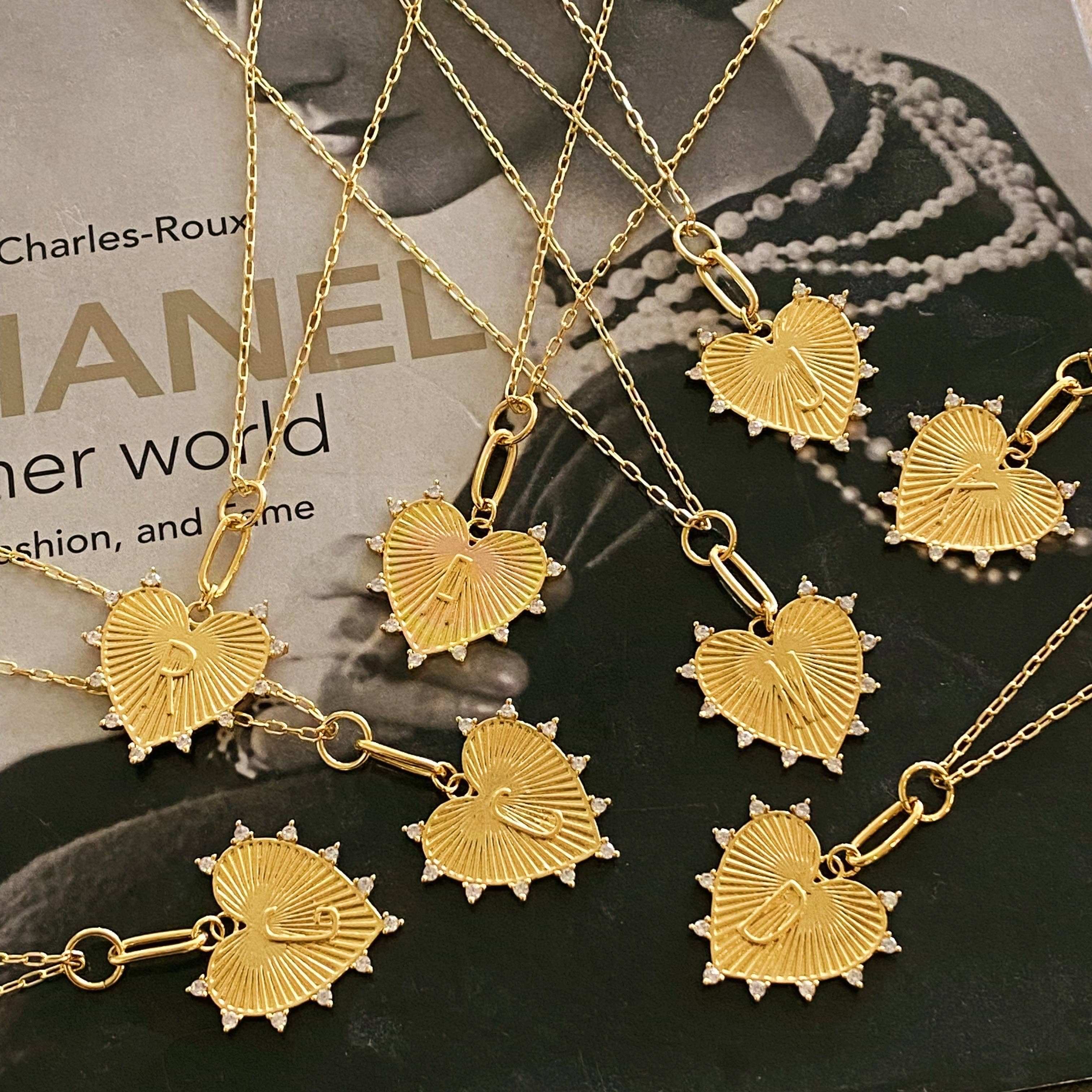 Clip Hanging Initial Heart Necklace: A