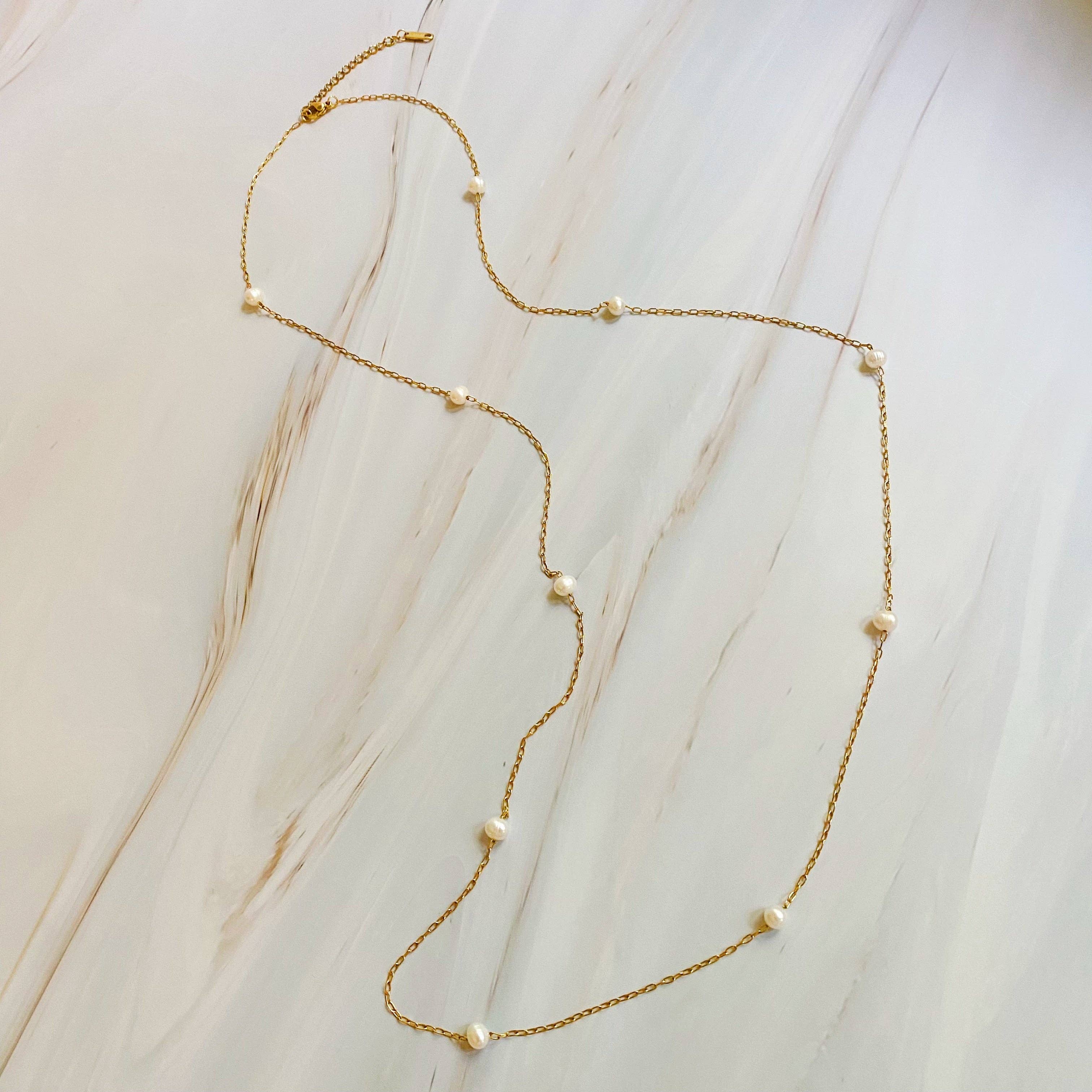 Freshwater Pearl Long Chain Necklace: Daily Elegance