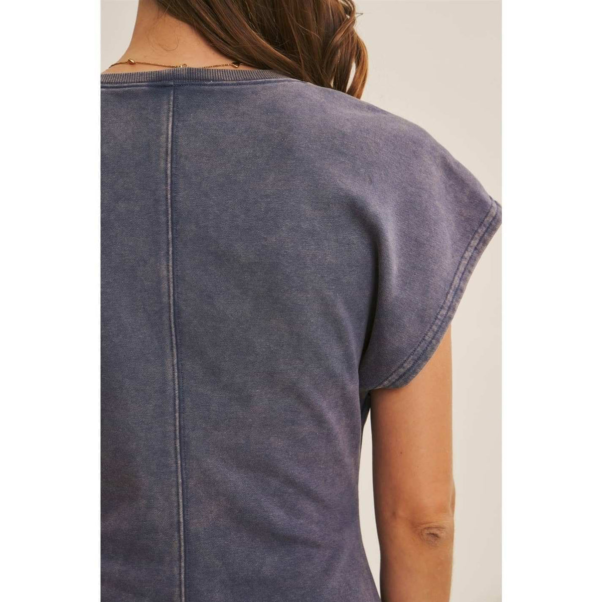 EASYGOING MINERAL-WASHED WAIST TWIST TERRY MINI DRESS: WASHED DENIM / S