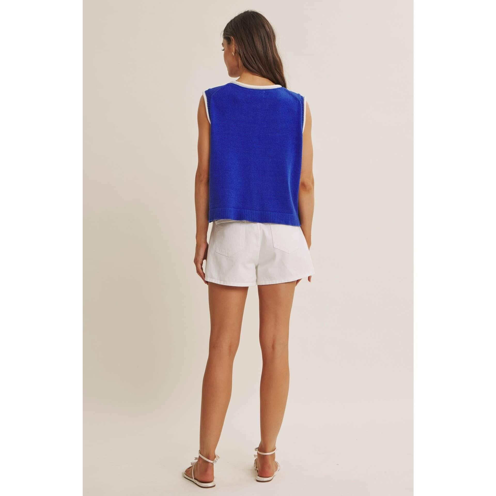 Royal Blue Button-Down Knit Vest