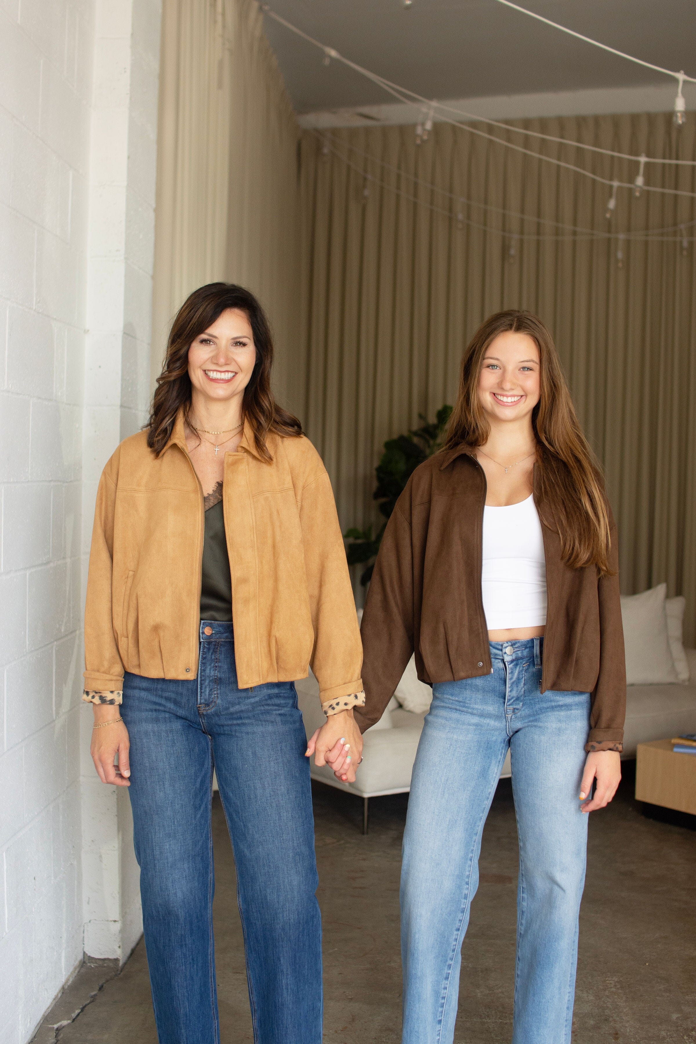 Luxe Faux Suede Gathered Hem Cropped Jacket - Camel