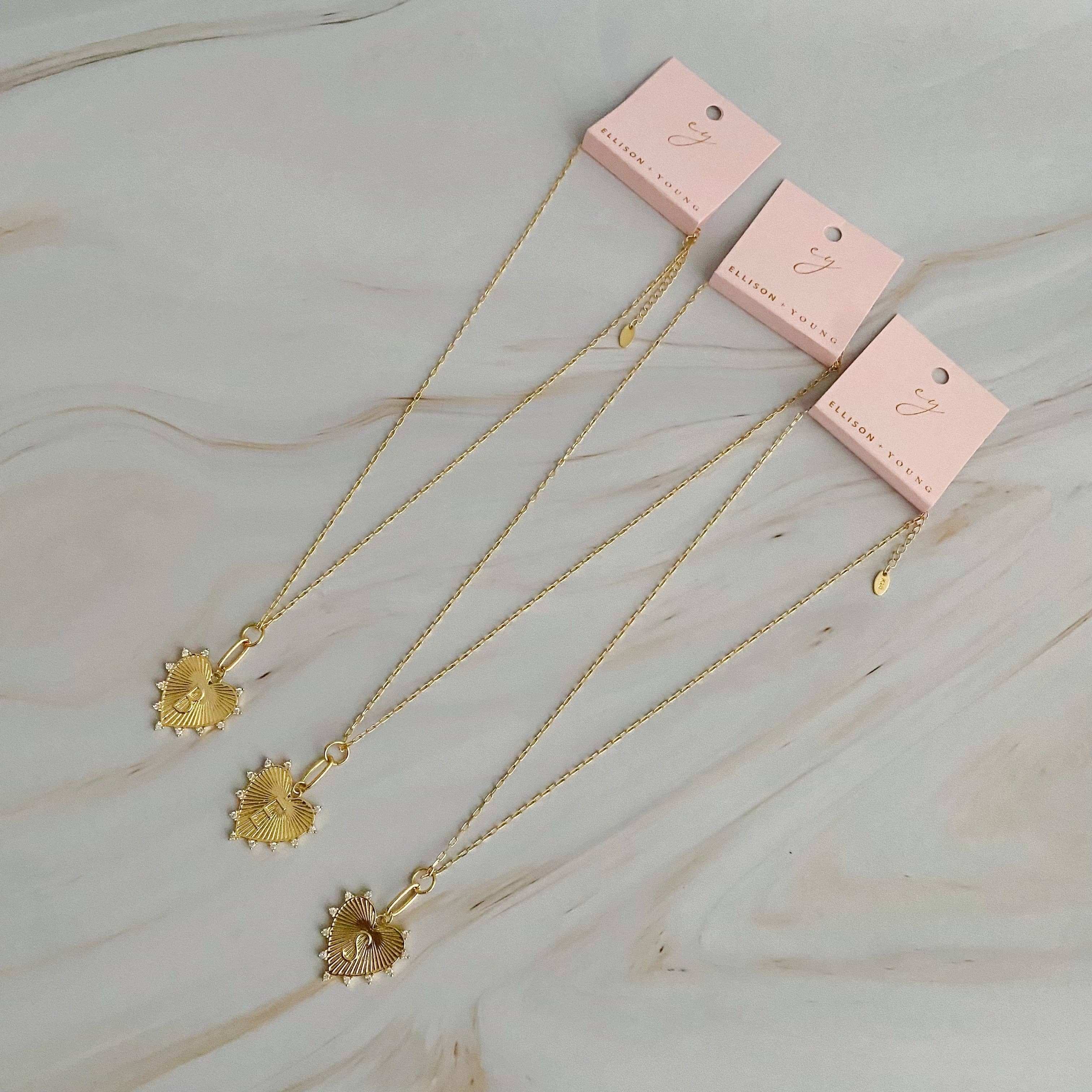 Gold Initial Heart Necklace