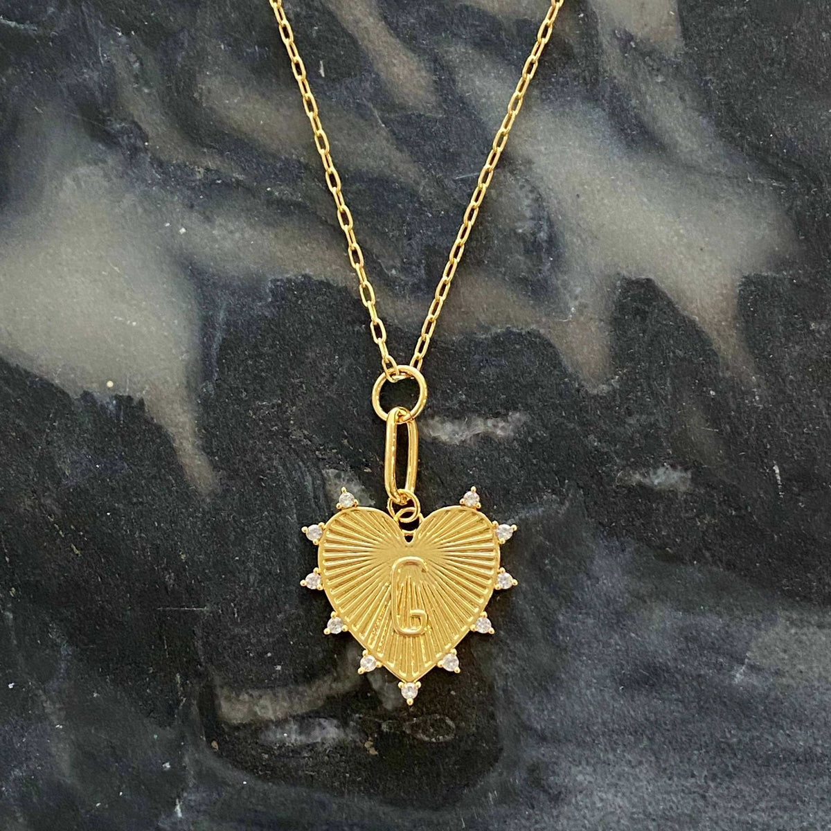 Gold Initial Heart Necklace
