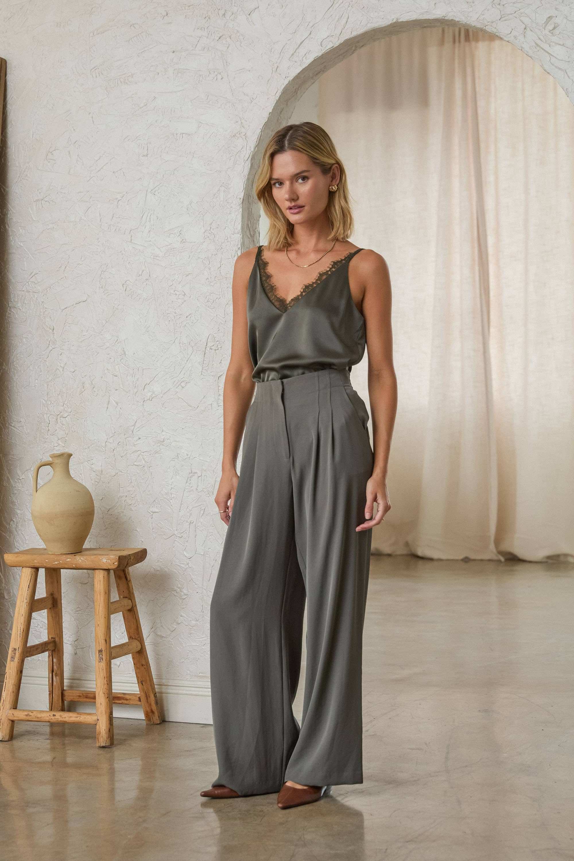 Two-Way Sleeveless Camisole: Dark Olive / XS