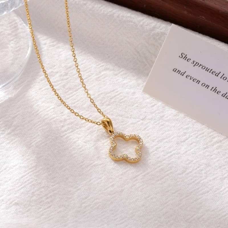 Gold Tarnish Free Clover Necklace