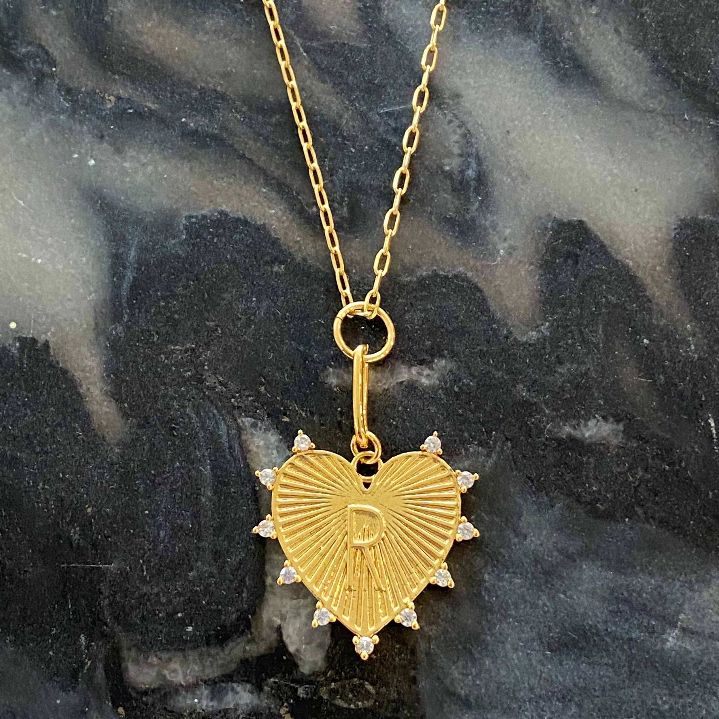 Gold Initial Heart Necklace