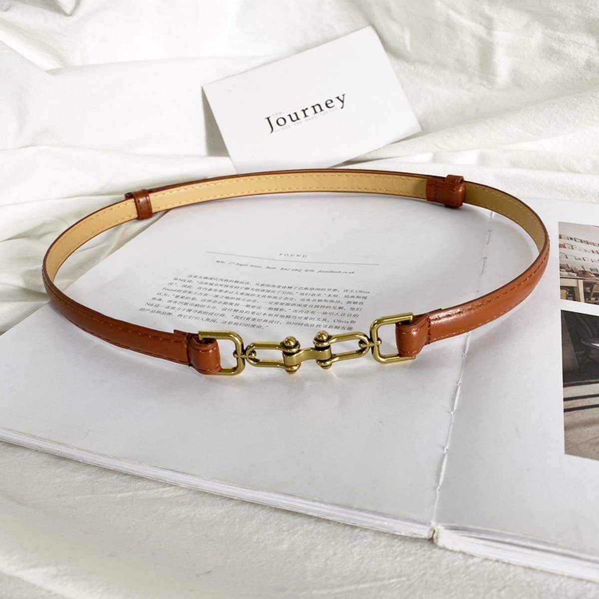 WAIST-HUGGING VINTAGE MATTE THIN BELT_CWABE0647: Brown / (OS) 2