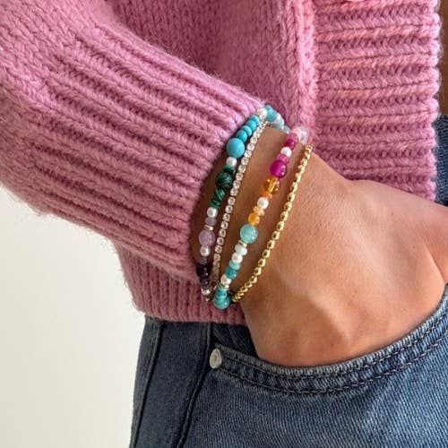 MULTI COLORED GLASS BEADED BRACELET | 40B5216: MULTI | Stella & Grace Boutique .