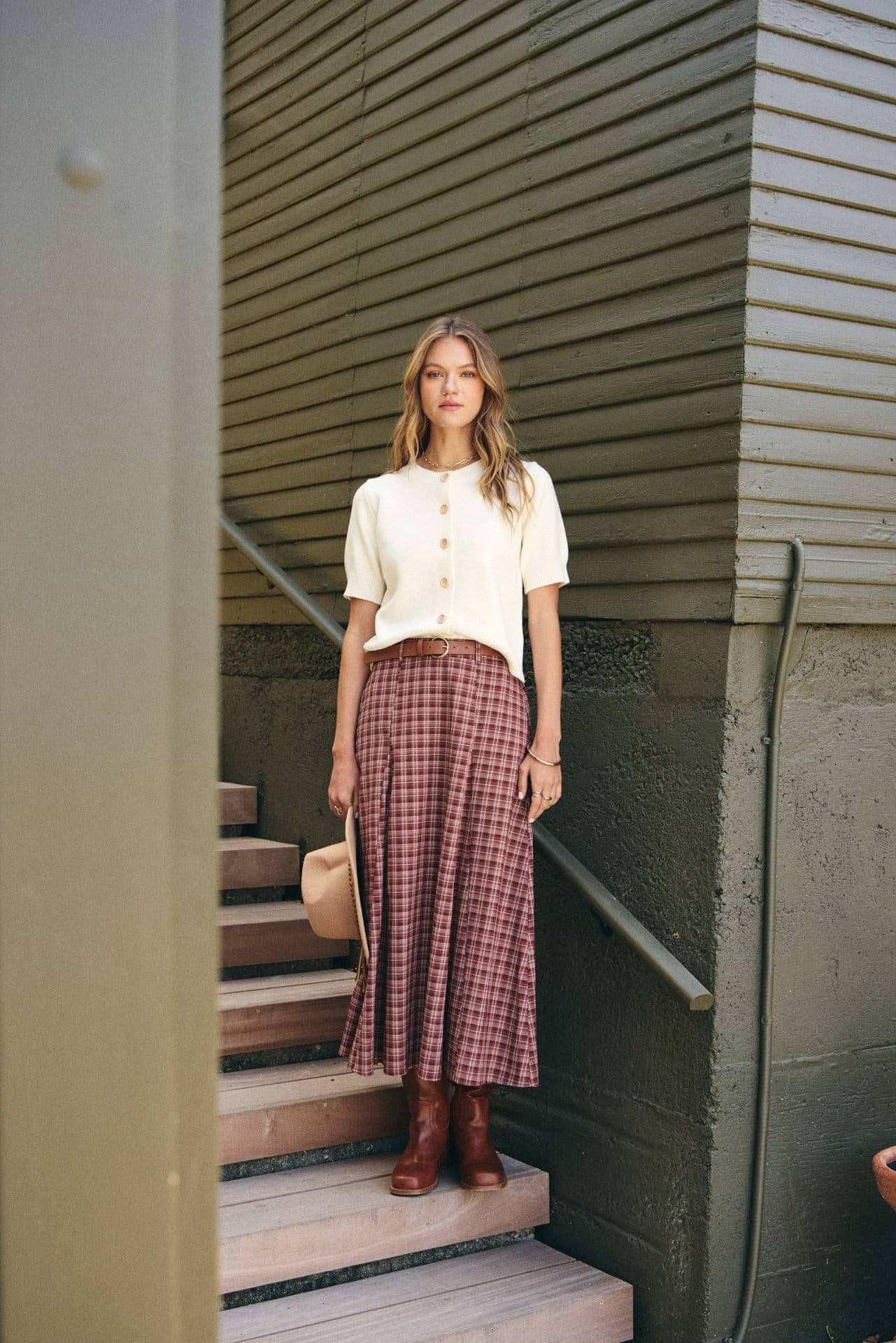 WEEKEND COFFEE MINIMAL SILHOUETTE COTTON CARDIGAN: IVORY / S