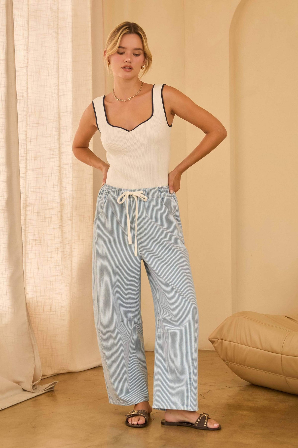 High-Rise Light Wash Barrel Jeans