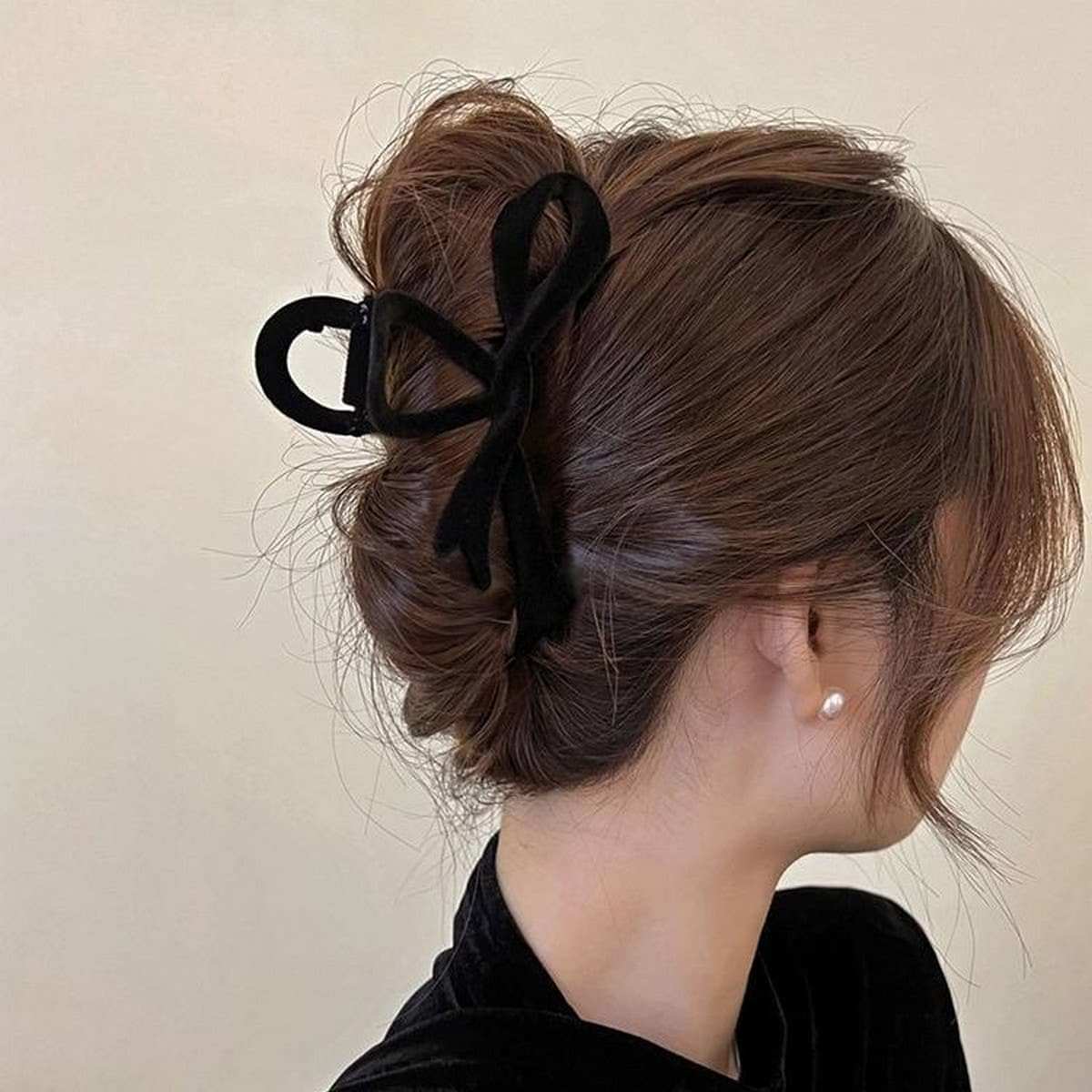 Velvet Bow Hair Clip Red Claw for Elegant Updos_CWAHA07311: Black / (OS) 1