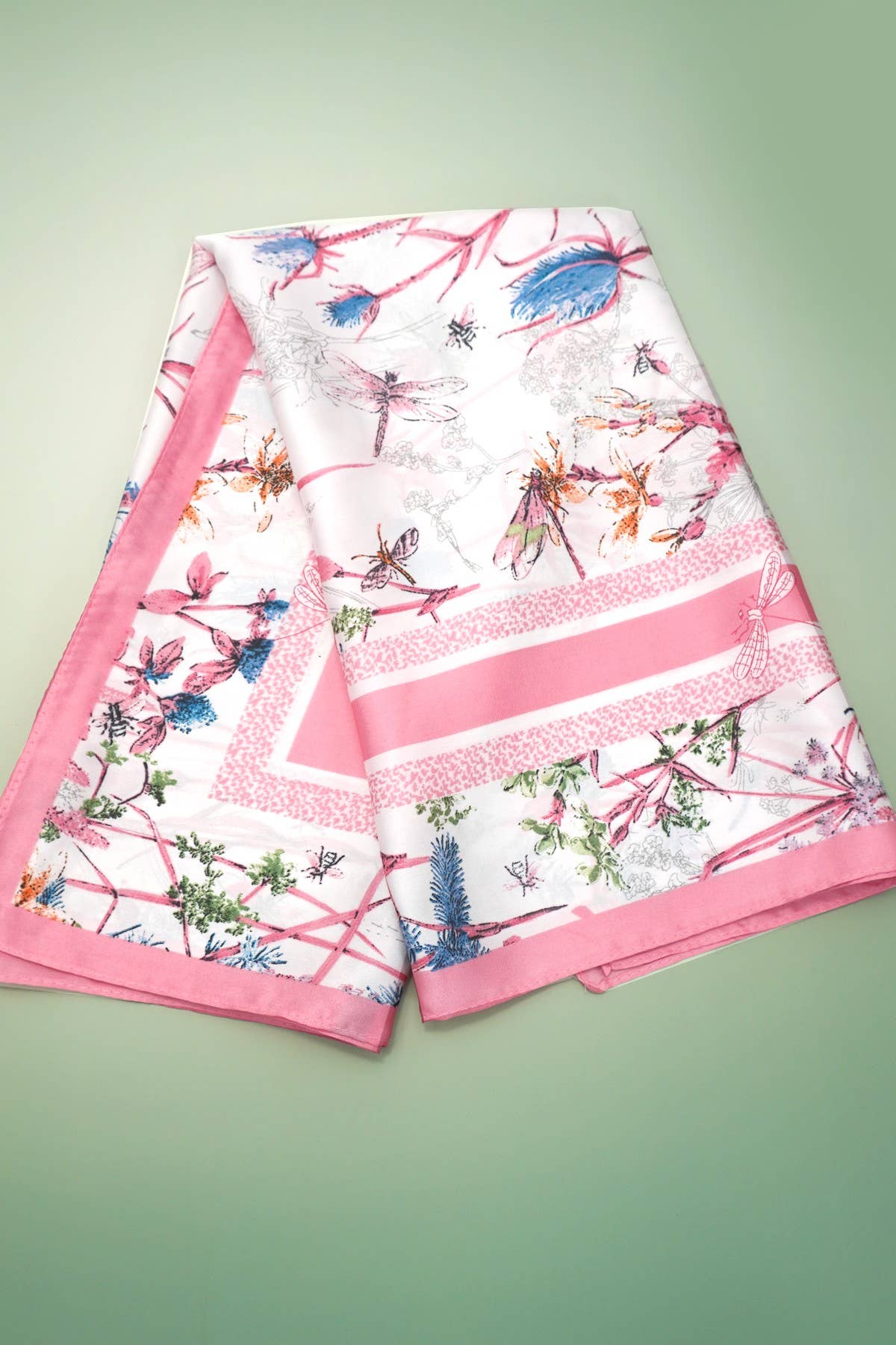 LARGE PRINT SILKY FEEL BANDANA SCARF | 40SC673: Pink | Stella & Grace Boutique .
