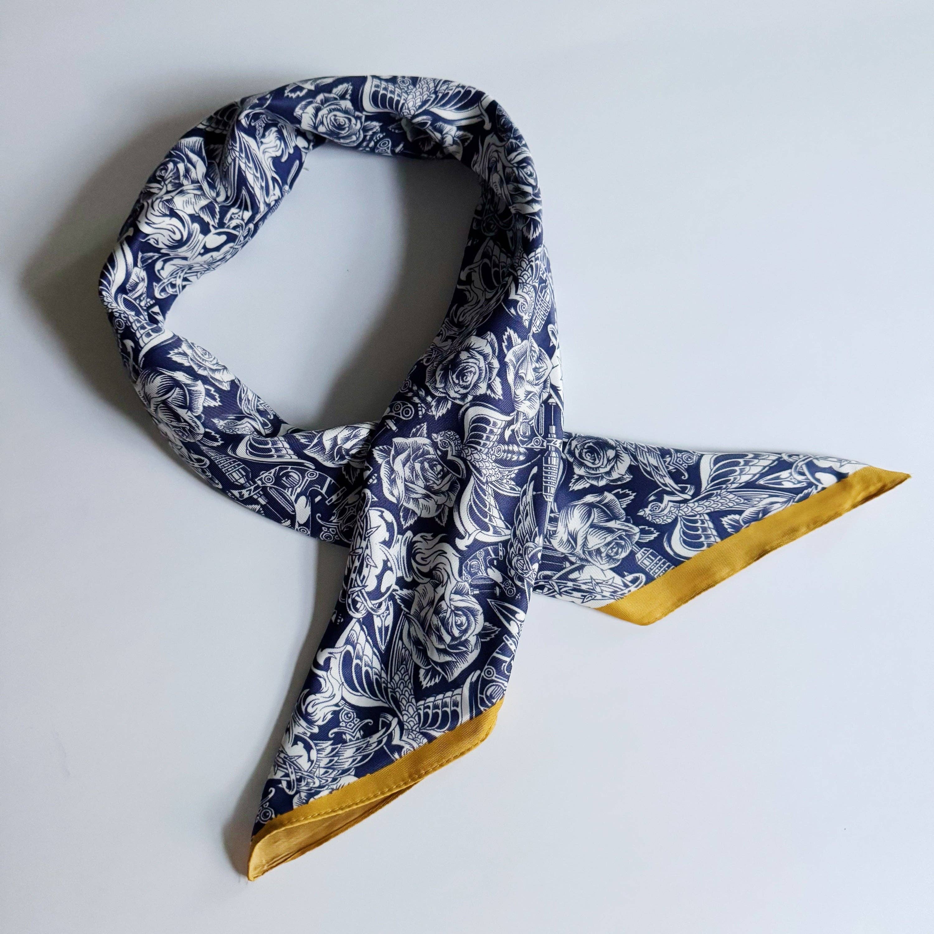 Silky Muse Satin Square Scarf - Chic Silky Scarf For Hair, Neck, Or Bag Styling: Rock 'n Rose