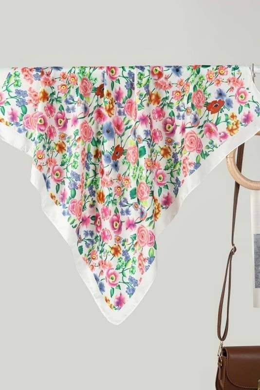 Stella Floral Square Bandana Scarf – Versatile 27" Satin-Feel Wrap