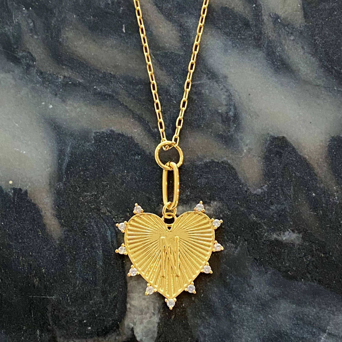 Gold Initial Heart Necklace