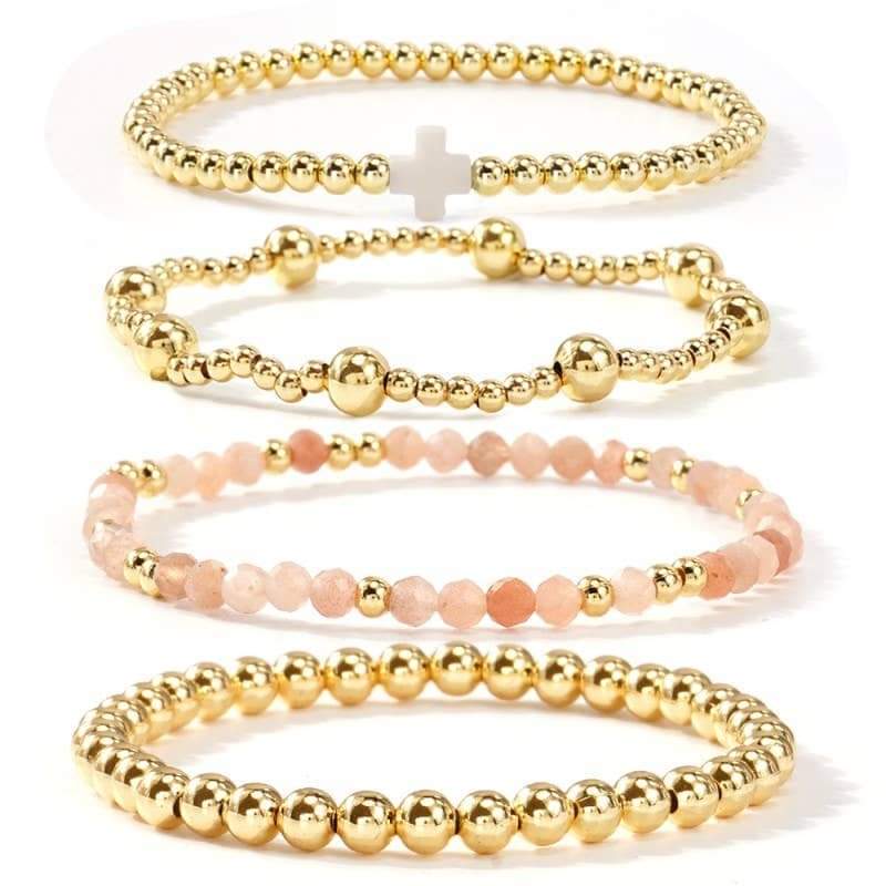 BOHO CROSS MULTI COLORFUL BEADED STRETCH BRACELET | 40B5180: White