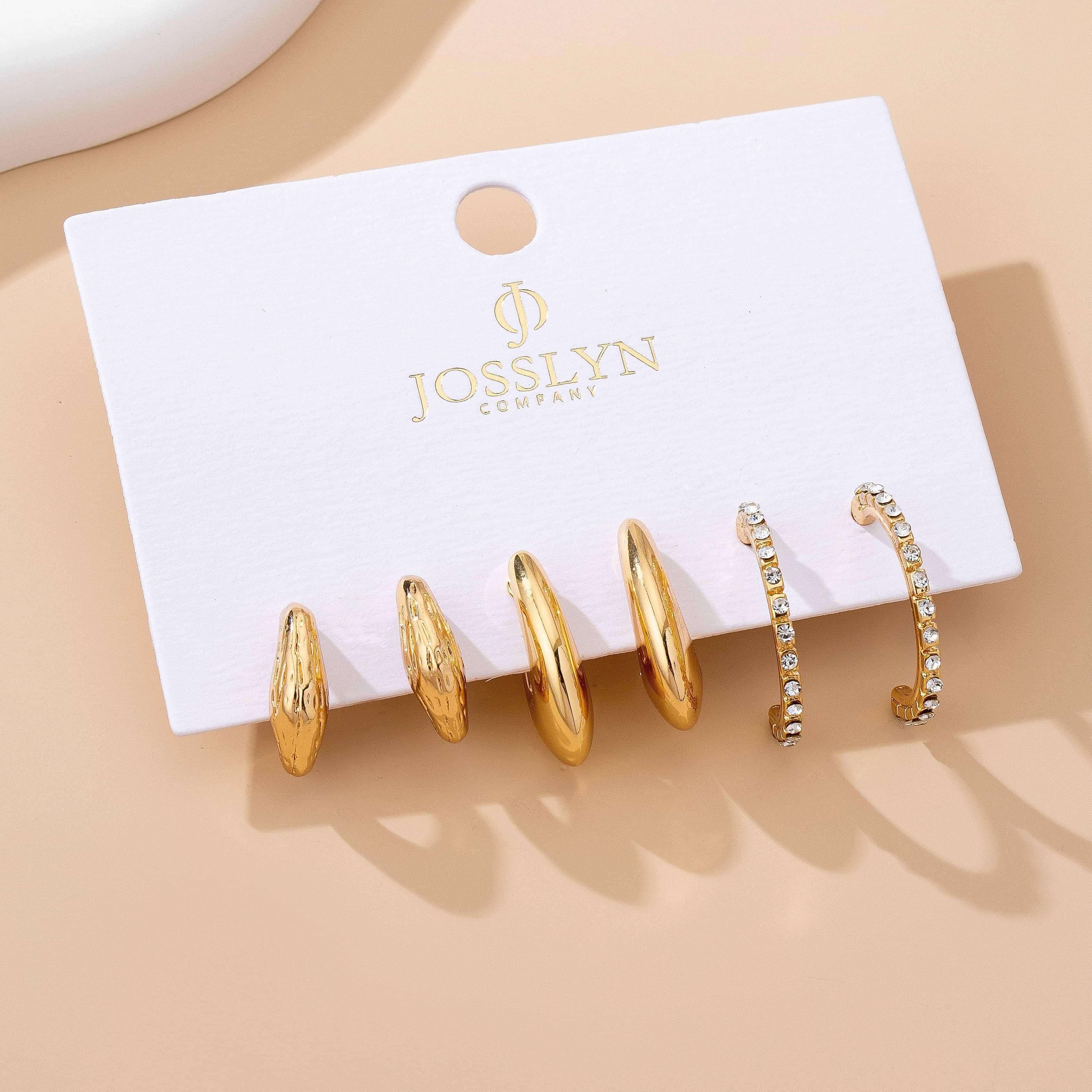 Tapered Rhinestone Huggie Hoop Trio Earring | 80E61671: GOLD