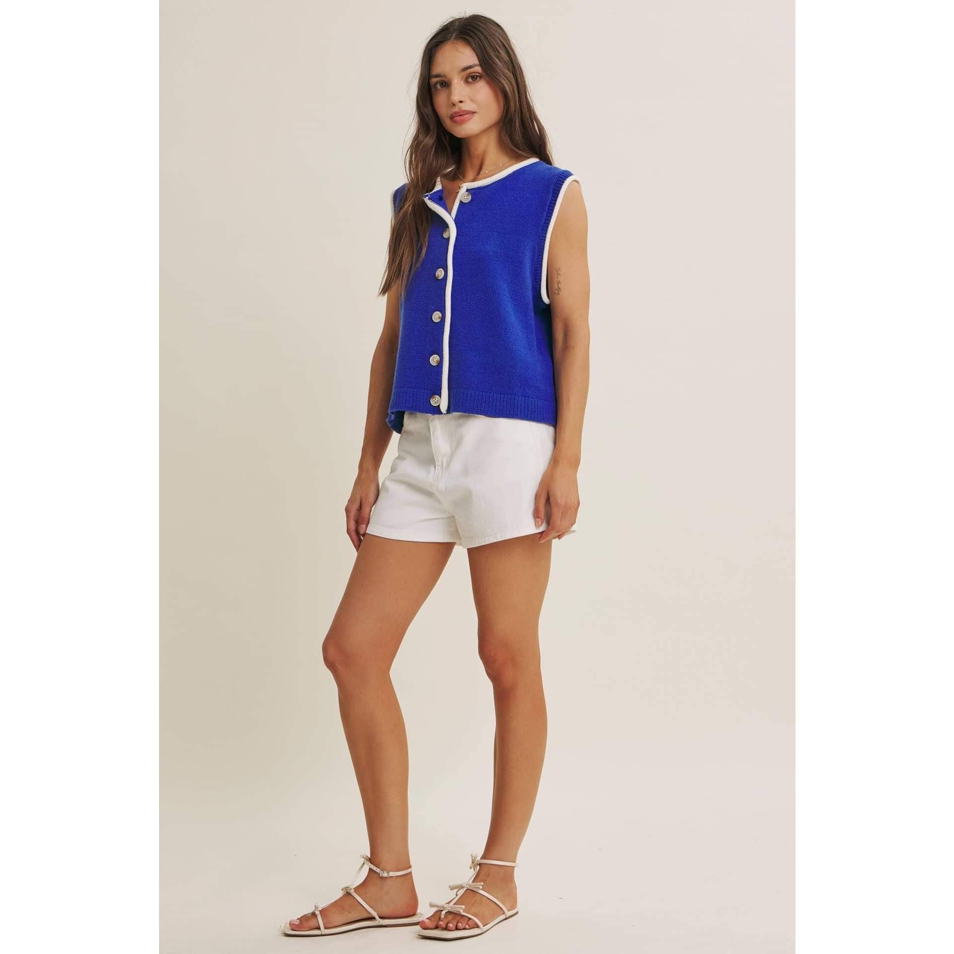 Royal Blue Button-Down Knit Vest