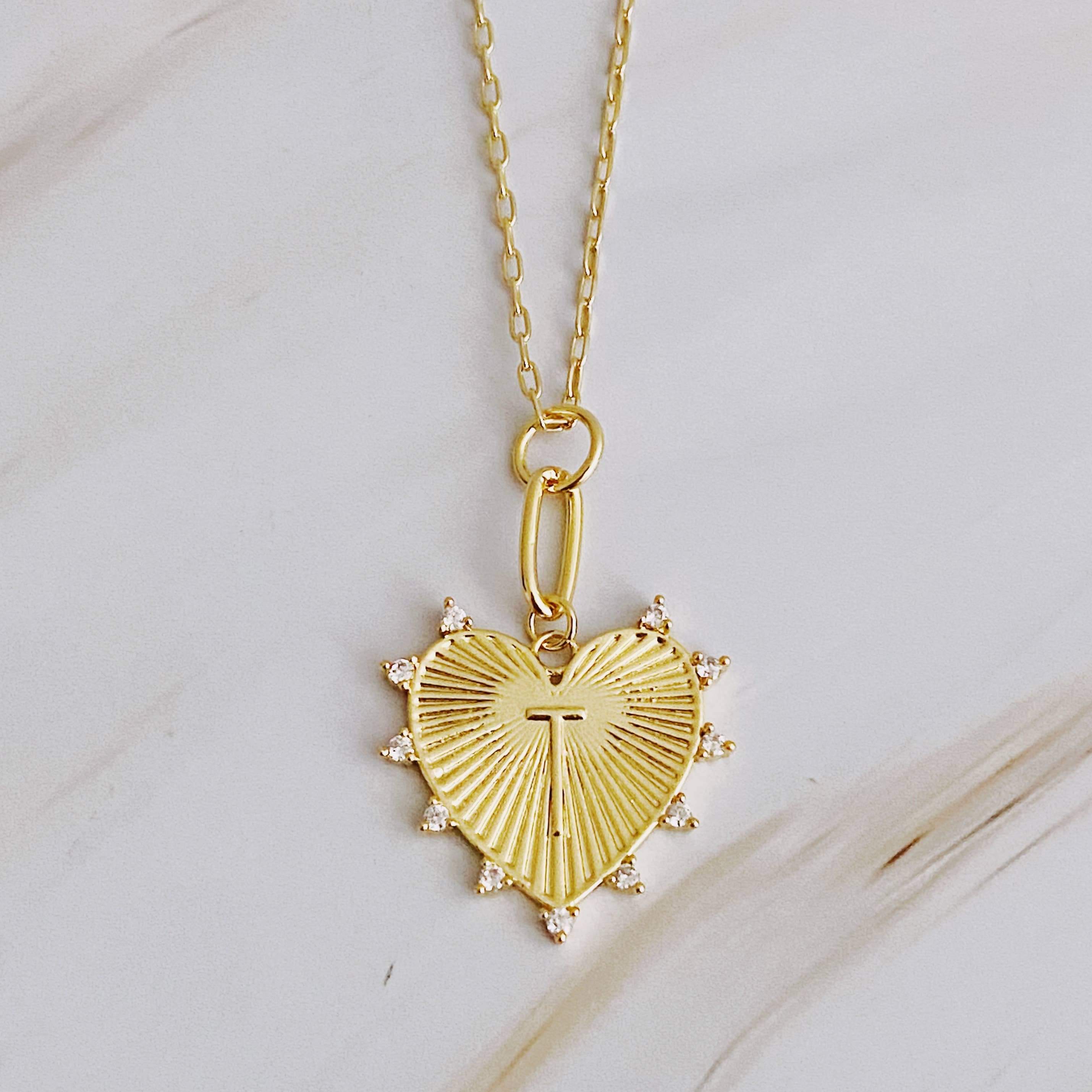Gold Initial Heart Necklace