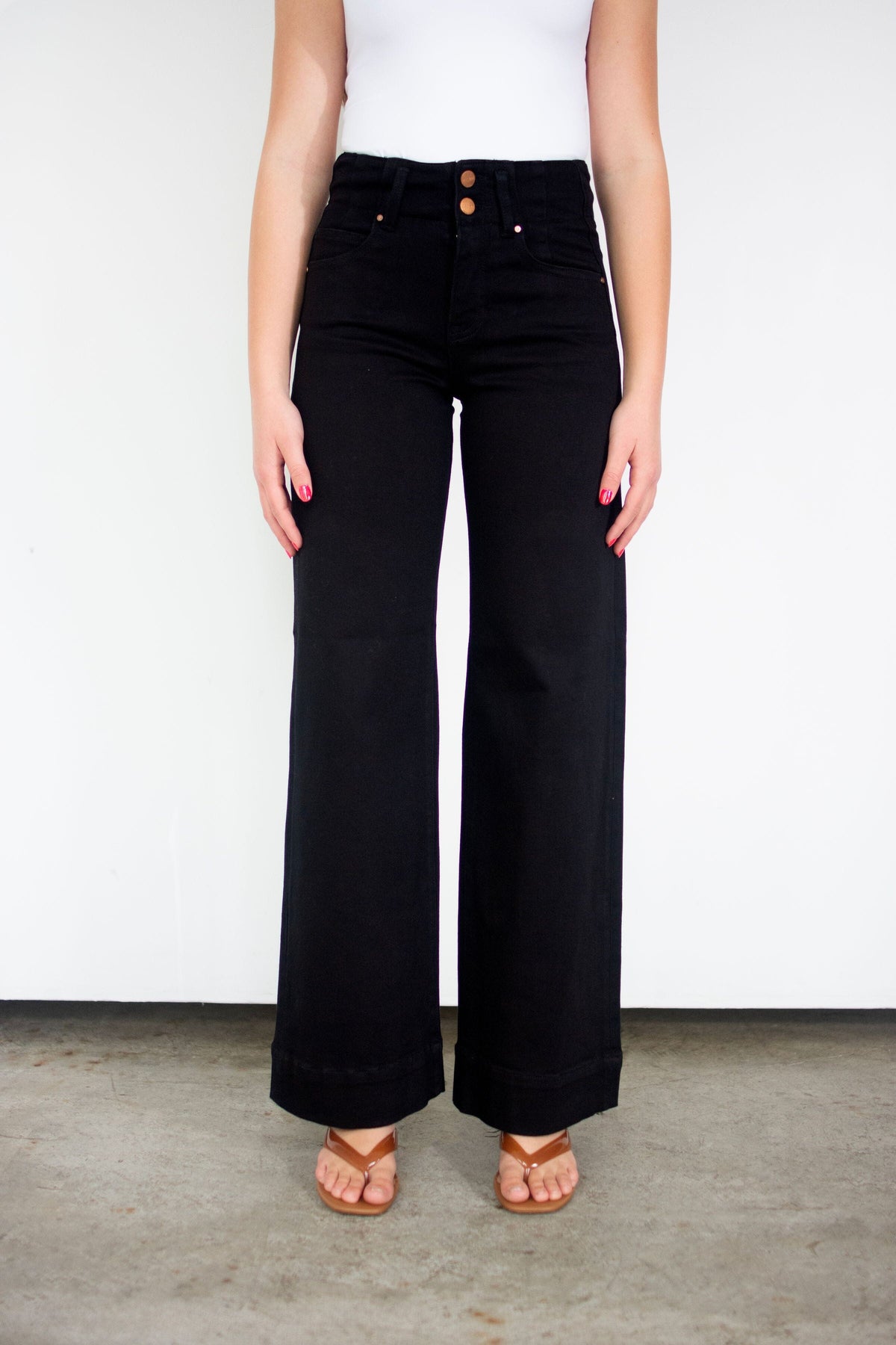 RISEN Black High Rise Wide Leg Jeans