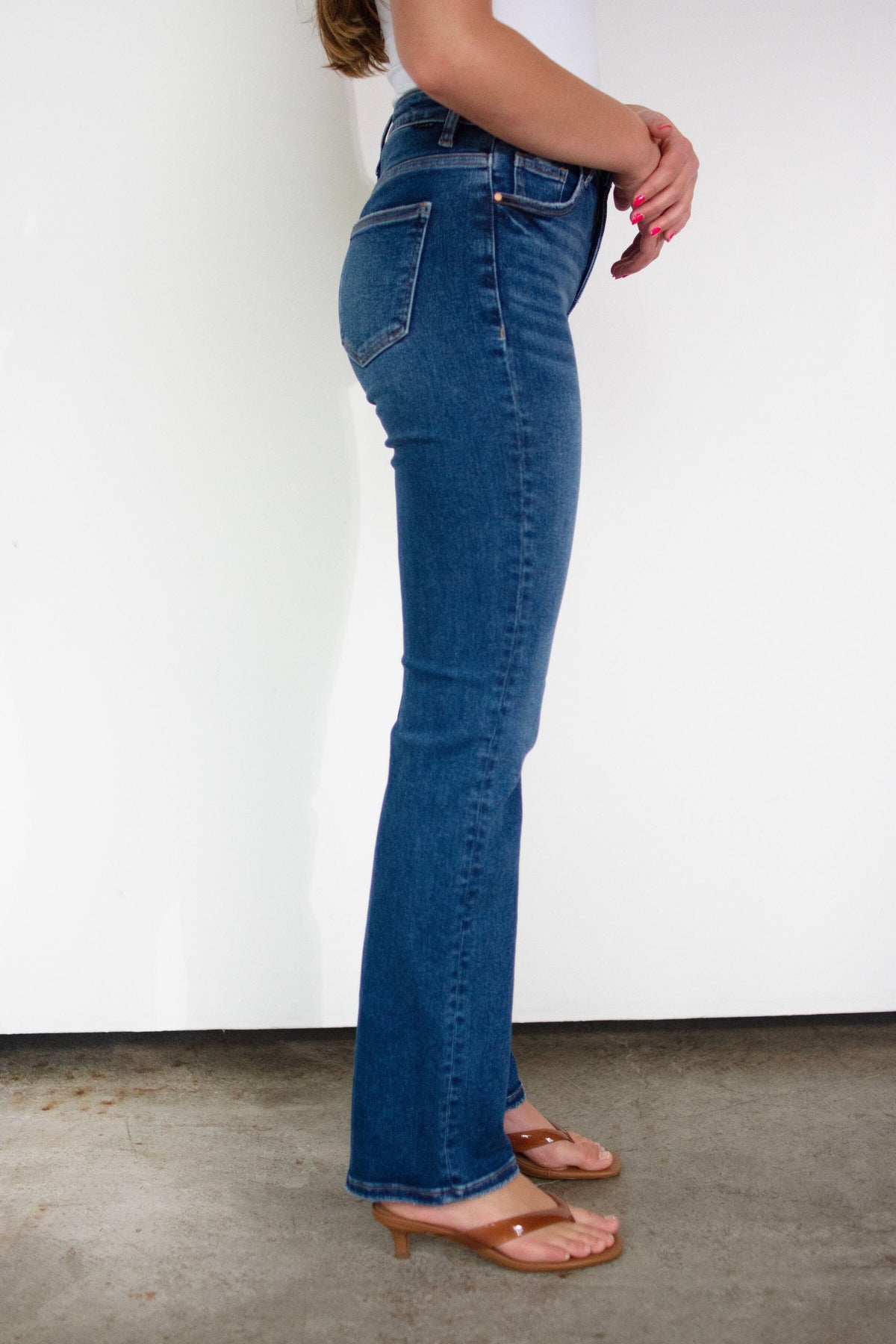 RISEN Tummy Control High-Rise Straight Leg Jeans - Dark Wash