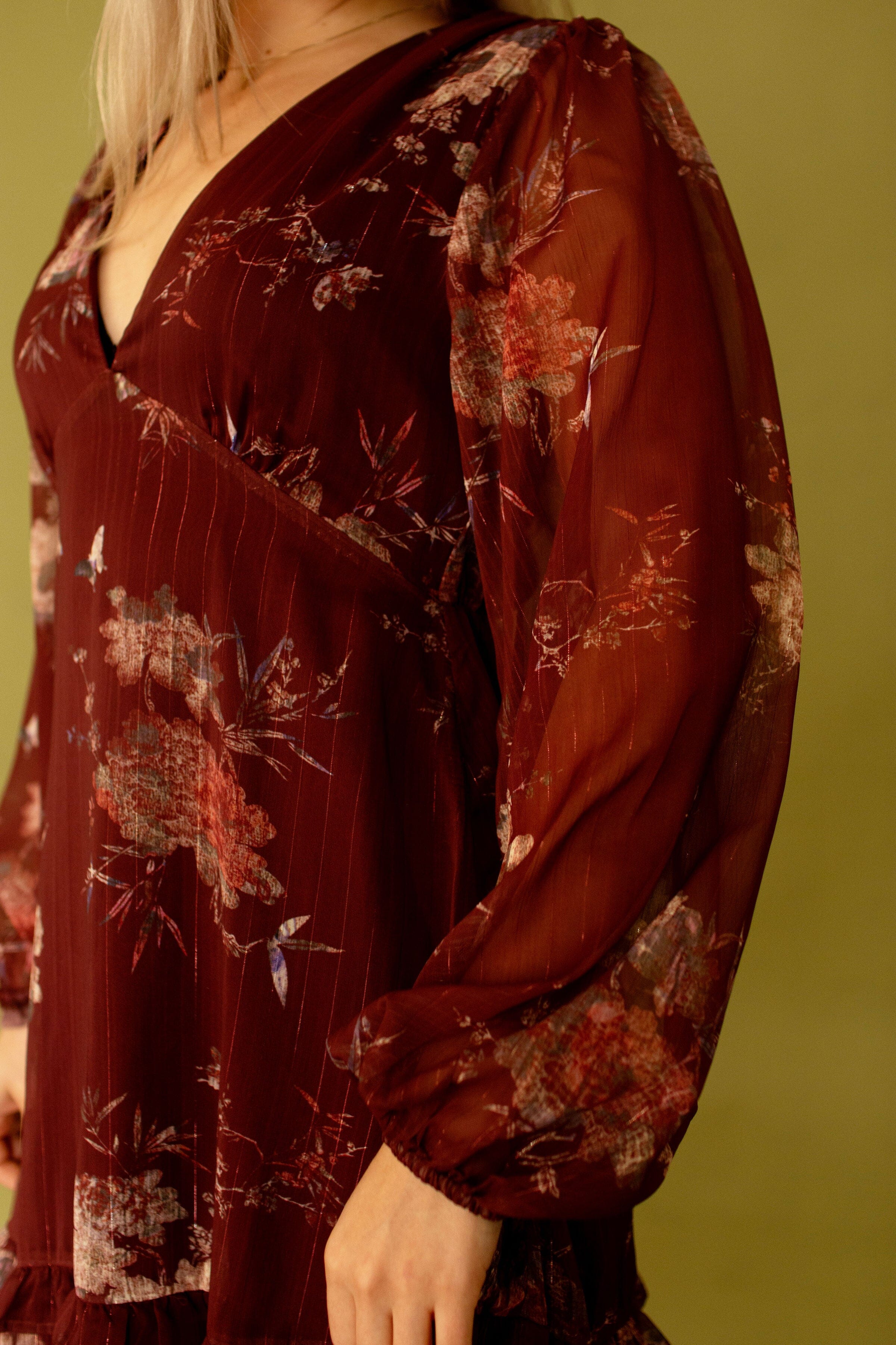 Burgundy Floral Maxi Dress