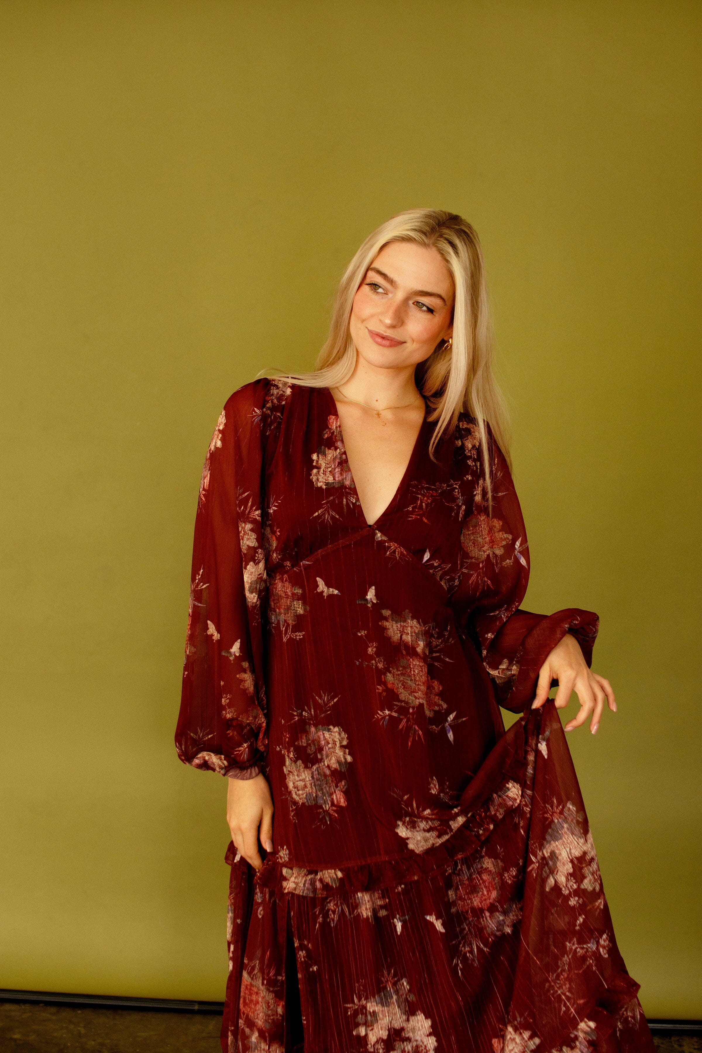 Burgundy Floral Maxi Dress