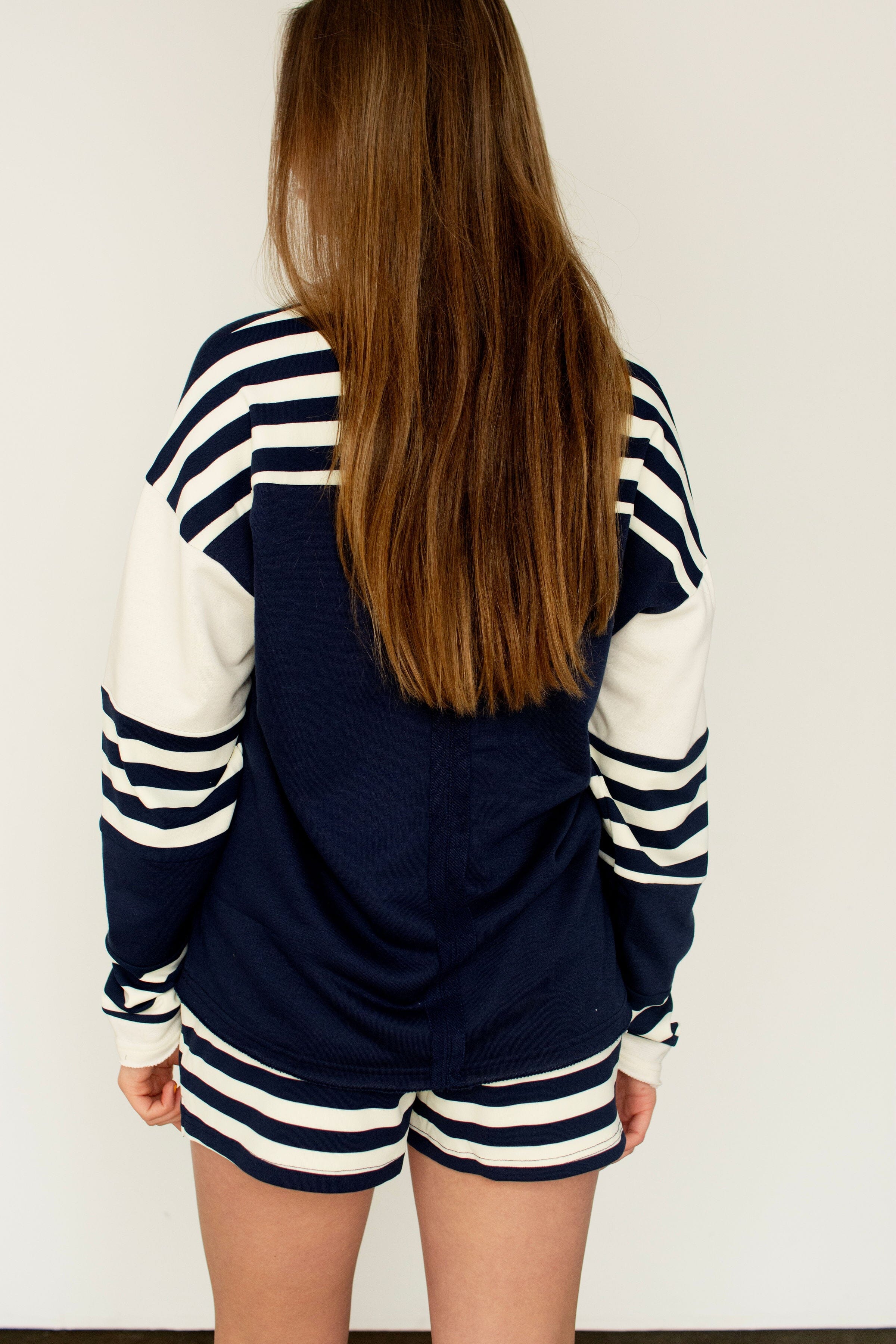 Coastal Stripe French Terry Lounge Shorts - Ultra-Soft Relaxed Fit