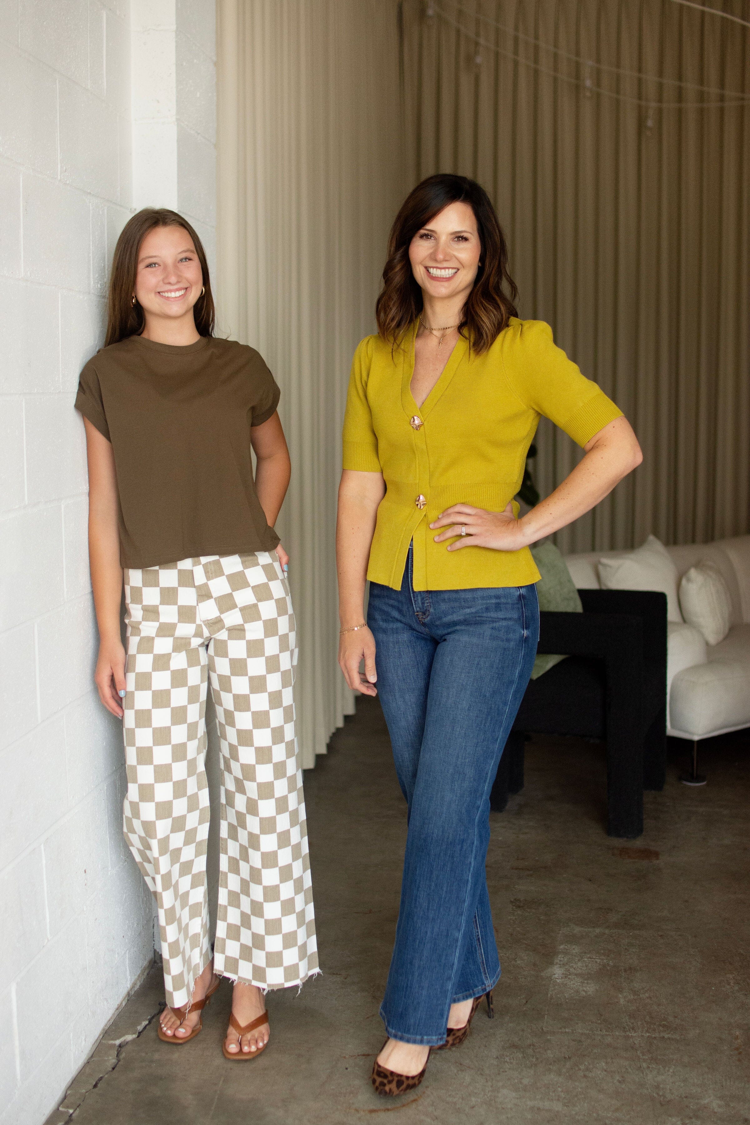 Chartreuse Ribbed Short Sleeve Cardigan | Chic Gold Button Knit Top