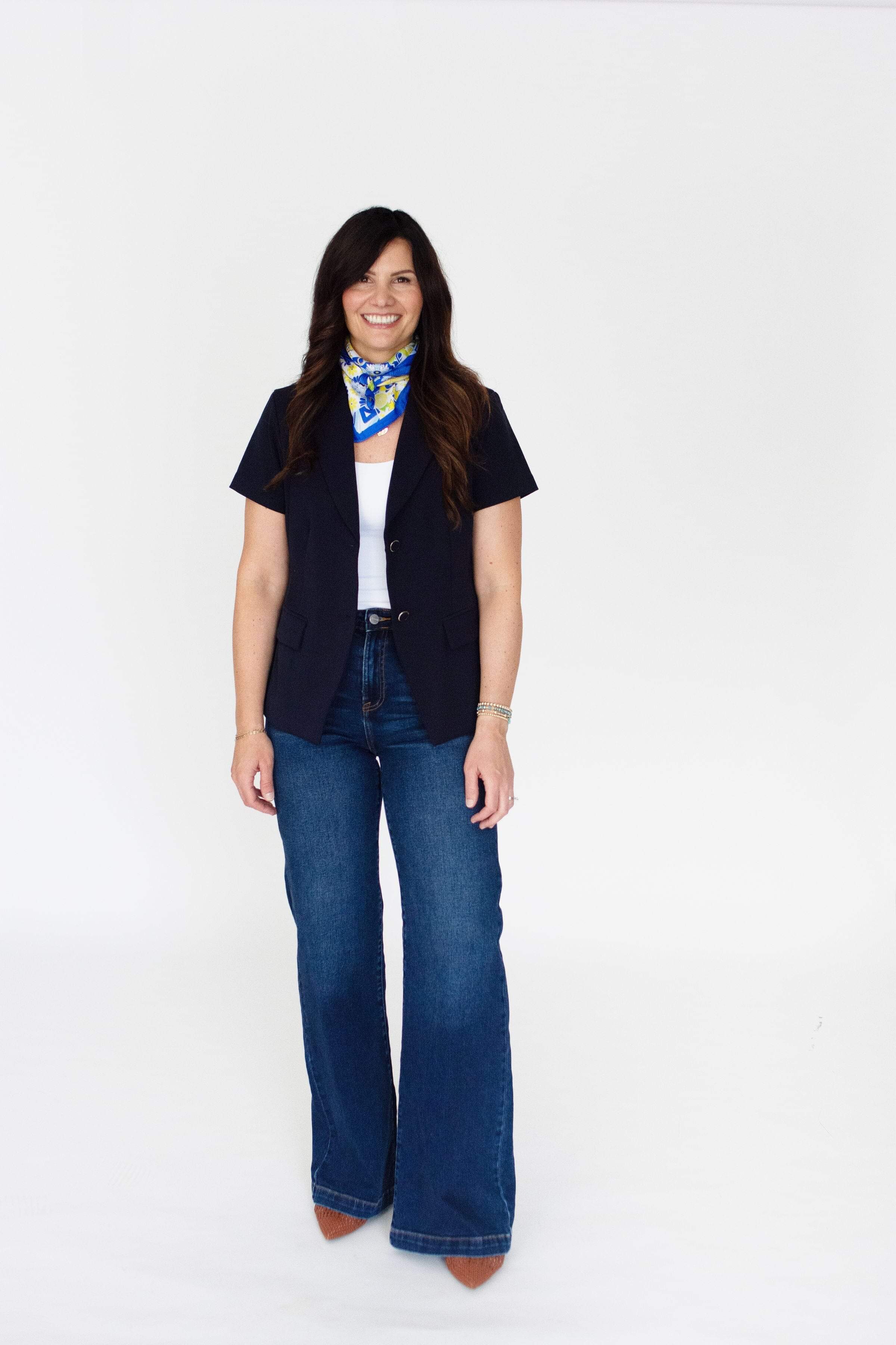 Modern Navy Tailored Short Sleeve Blazer