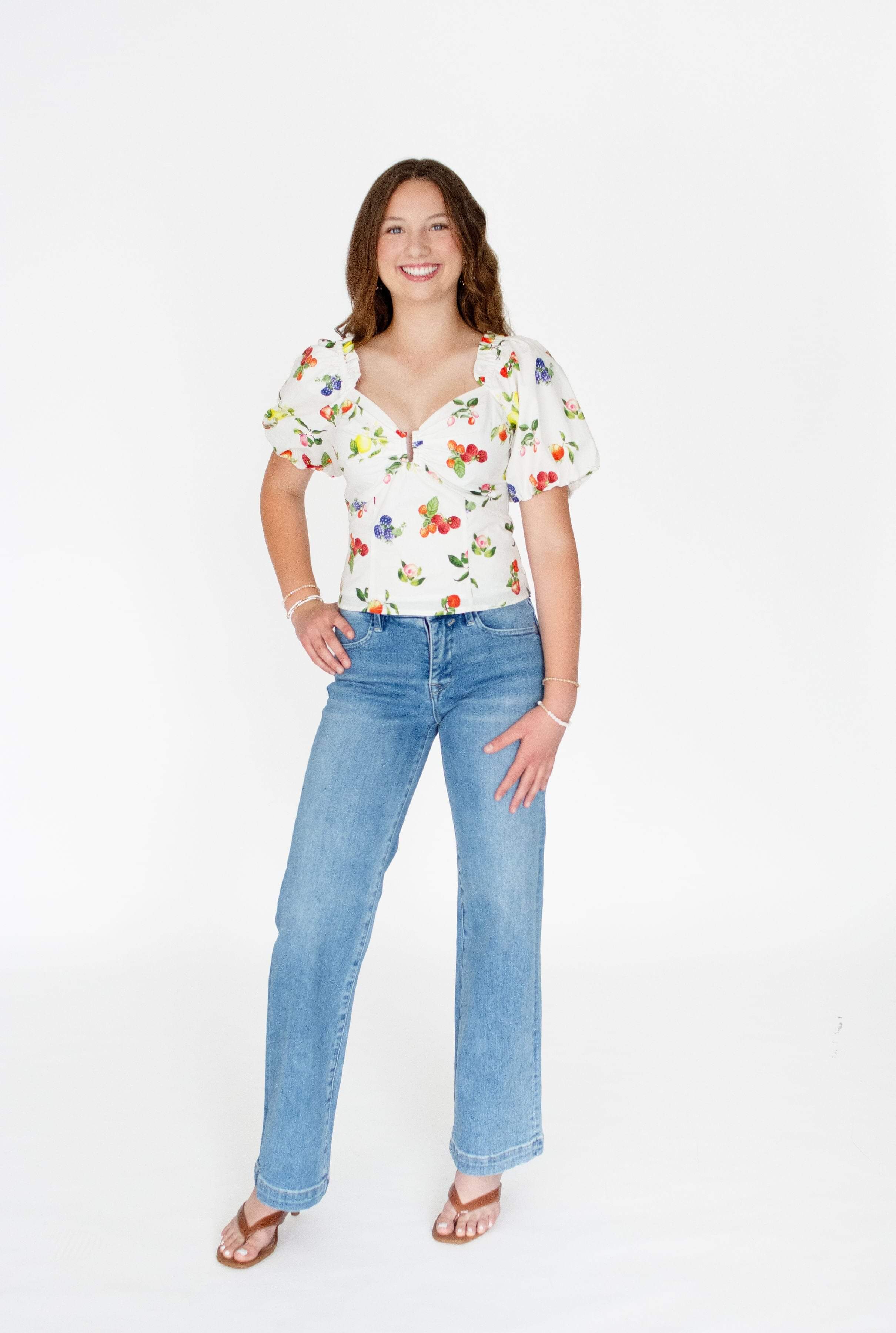 RISEN Tummy Control Mid-Rise Wide-Leg Jeans - Medium Wash
