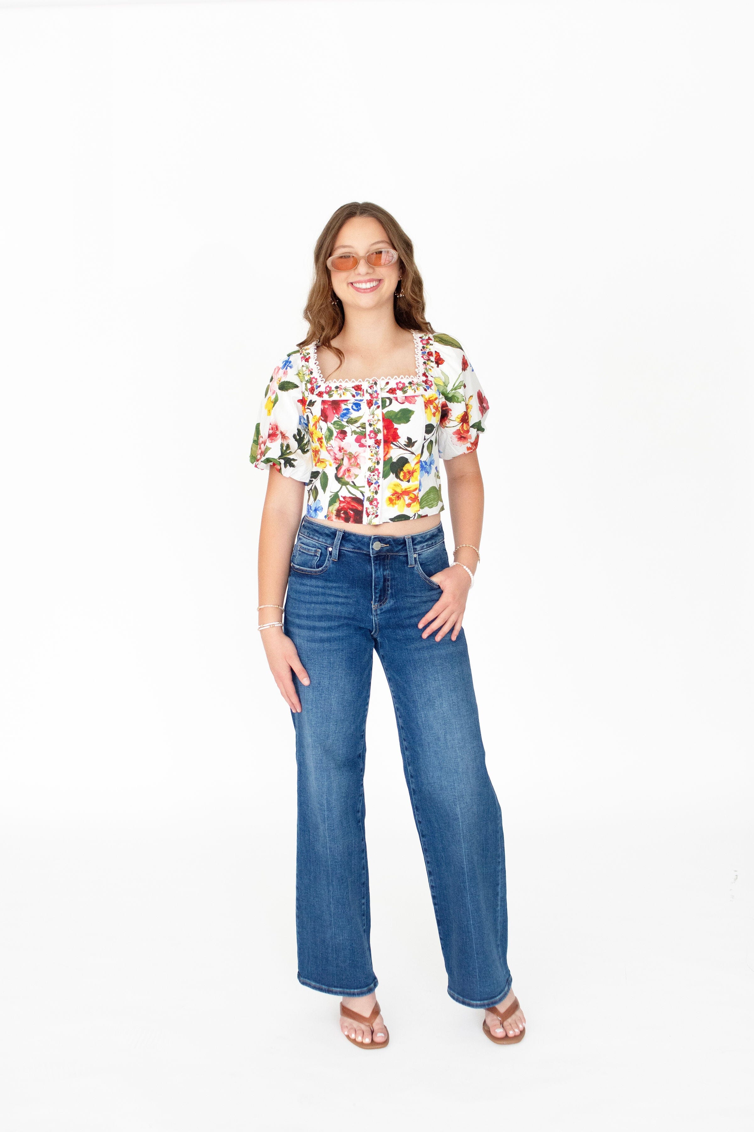 RISEN Dark Wash Slouchy Wide Leg Jeans