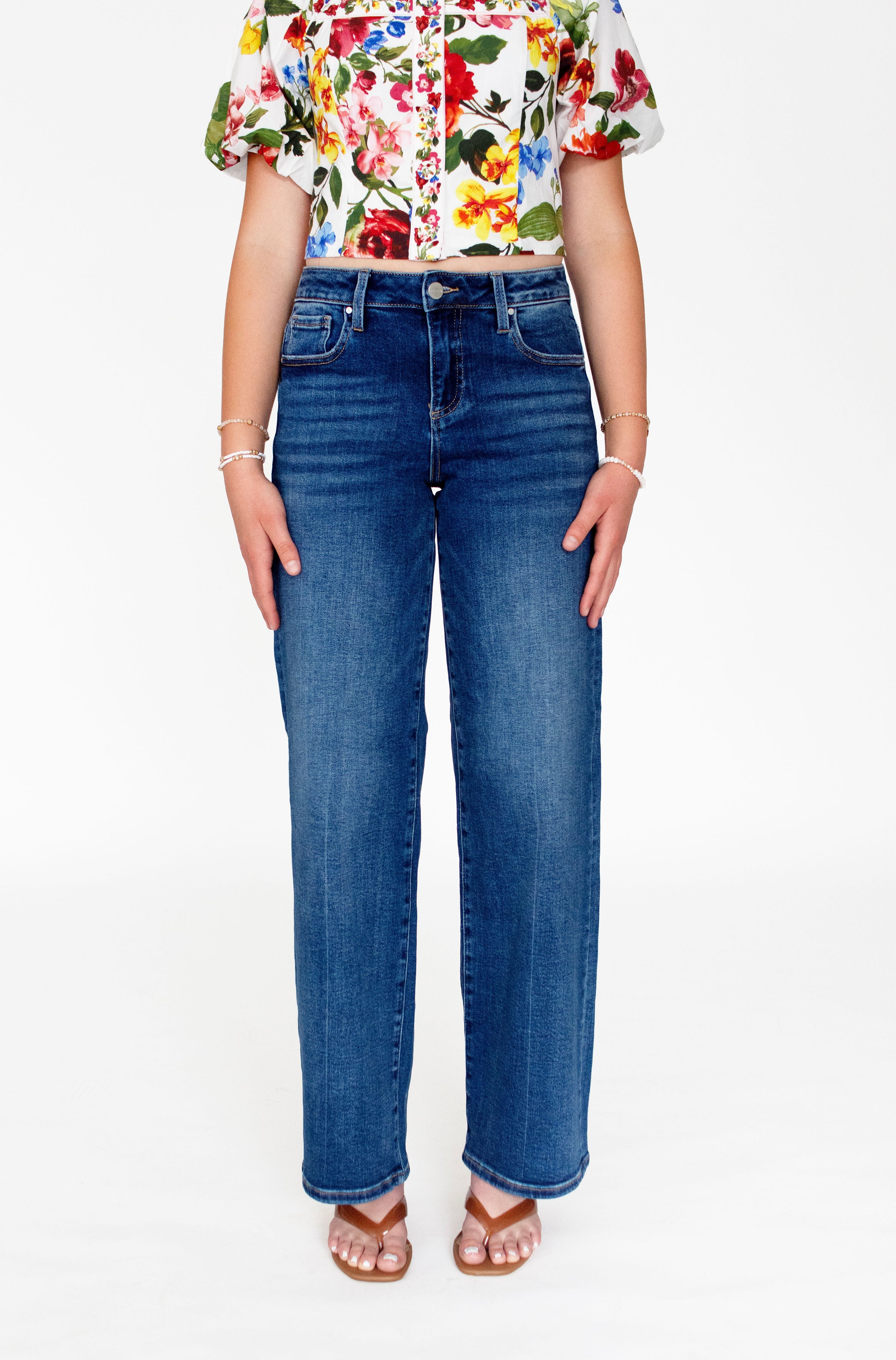 RISEN Dark Wash Slouchy Wide Leg Jeans