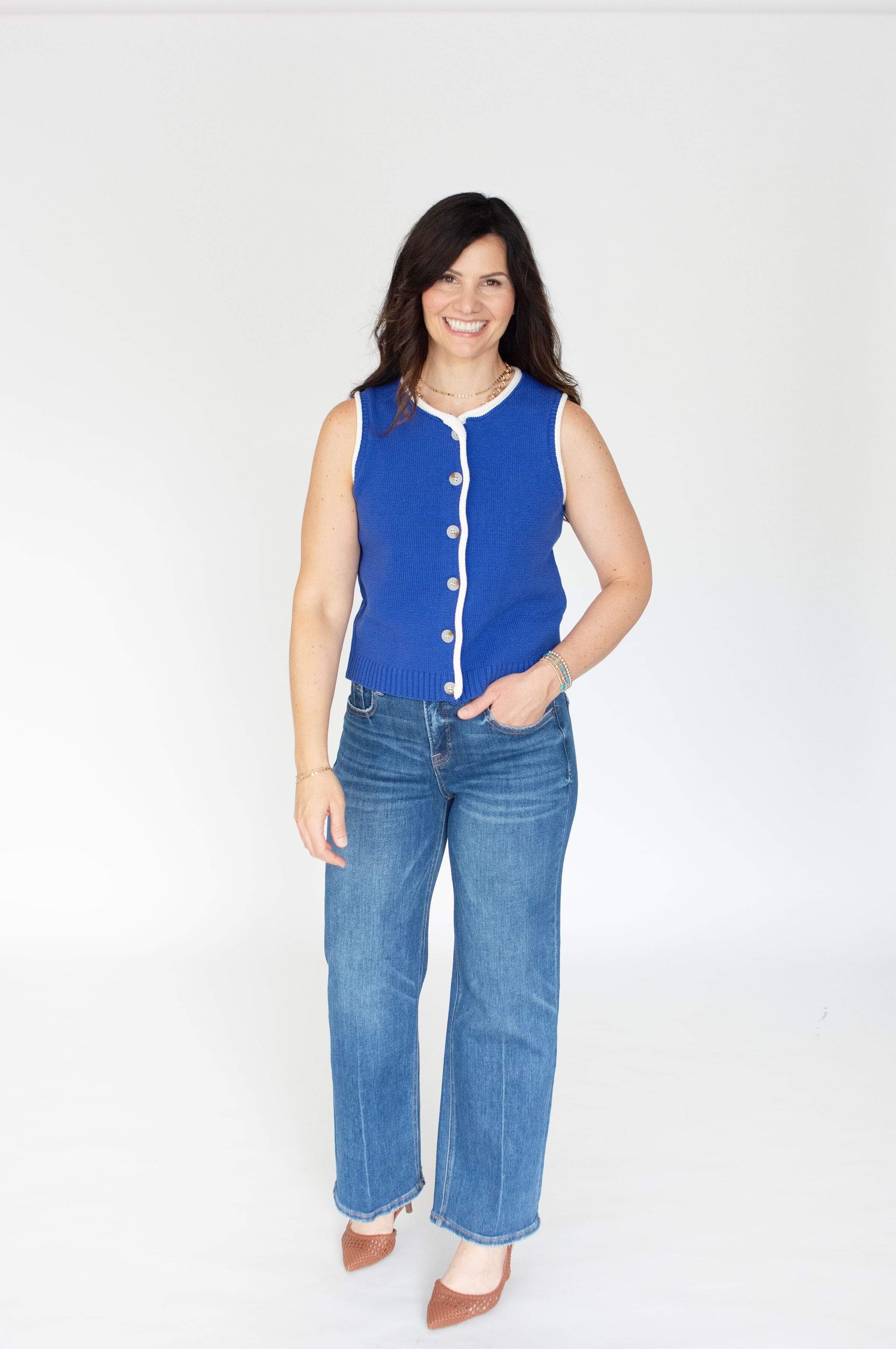 Royal Blue Button-Down Knit Vest