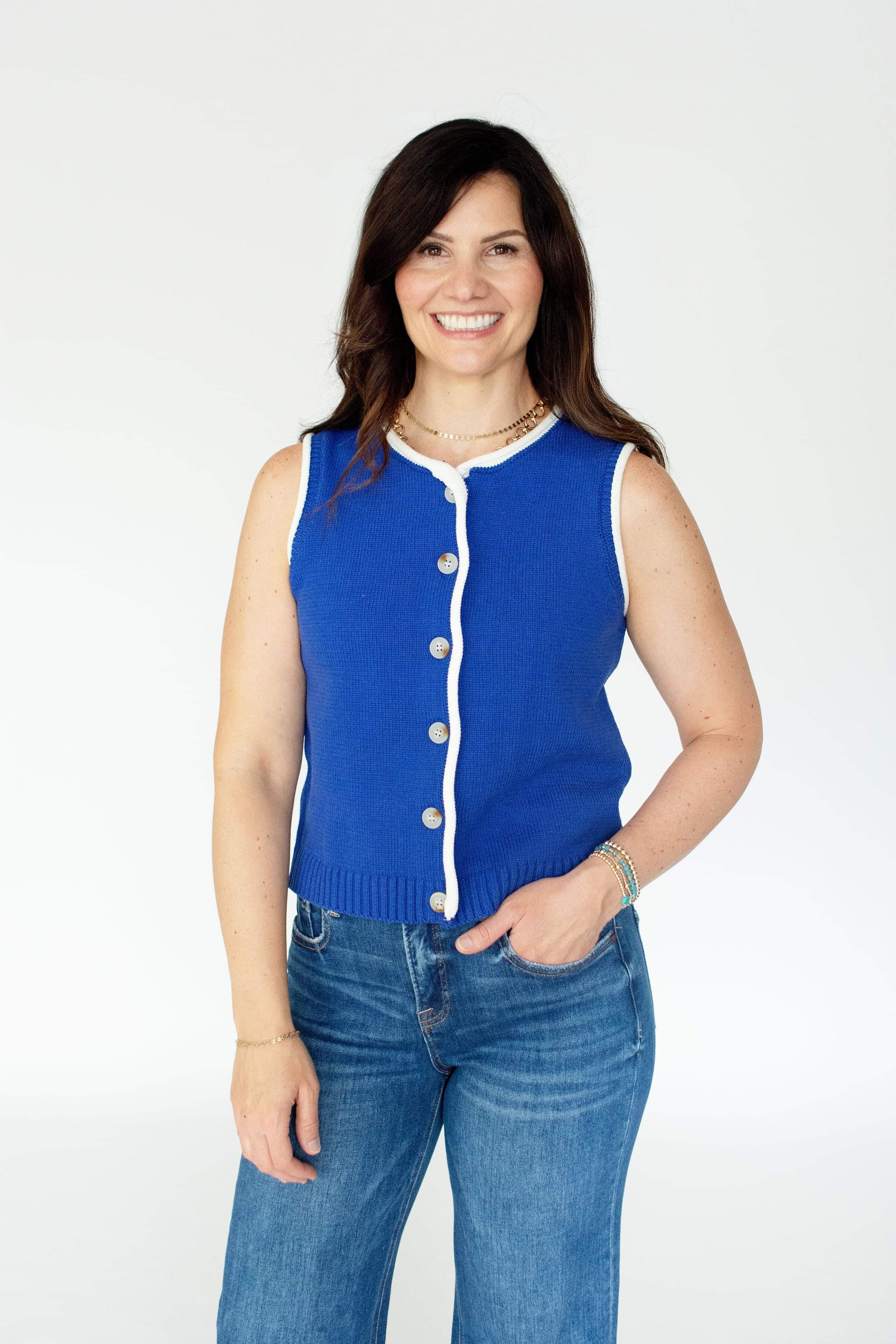 Royal Blue Button-Down Knit Vest