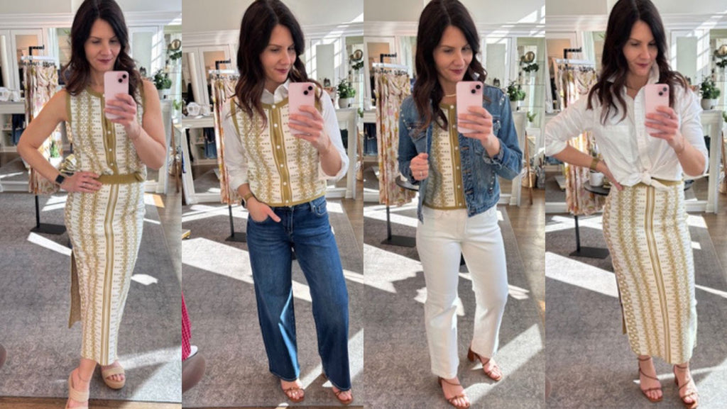 🍋 How to Style a Lime Knit Top & Ethnic Print Midi Skirt Set 6 Ways