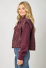 61251 Mixed Media Sweater Jacket: Merlot / Small