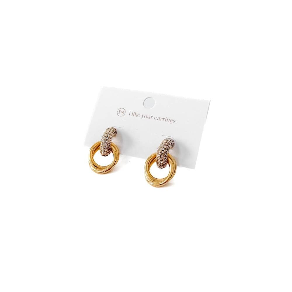 Double Hoop Diamond Earrings - WATERPROOF: Gold