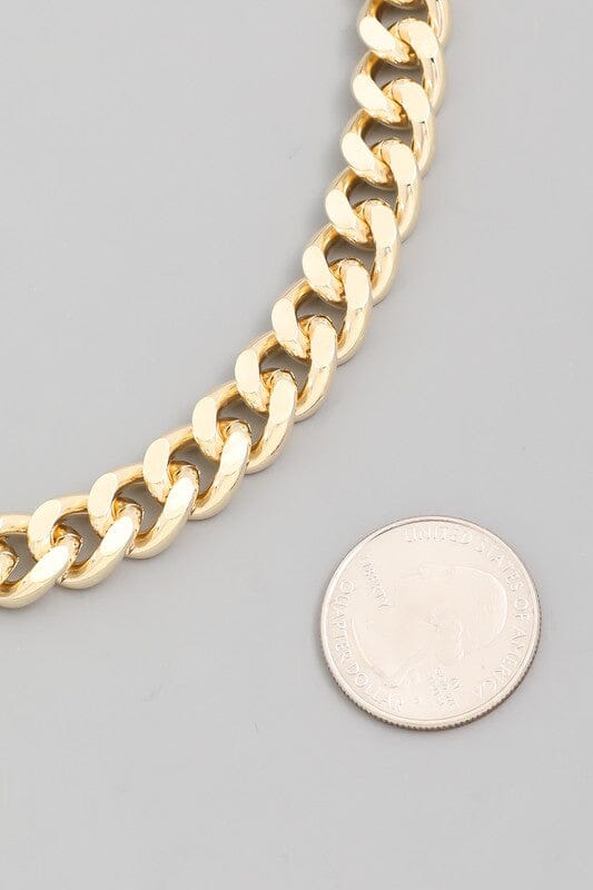 Gold Thick Curb Chain Choker Necklace