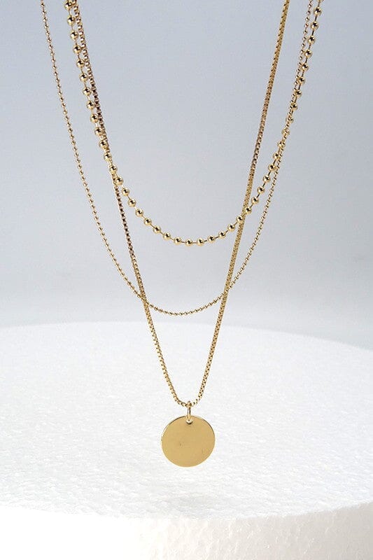 Gold Ball Chain Coin Layered Necklace