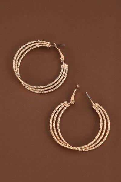 Gold Layered Textured Metallic Hoop Earrings