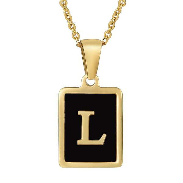 Black Initial Letter Monogram Necklace